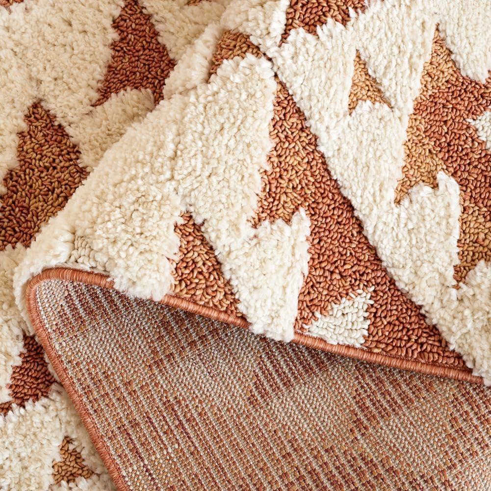 image:imageSAFAVIEH Area Rug 8x10 Moroccan Tassel Shag Collection Large Ivory amp Brown NonShedding amp Easy to Clean Plush HighLow Texture Ideal for Living Room Bedroom Dining Space MTS688AIvoryBrick Rust