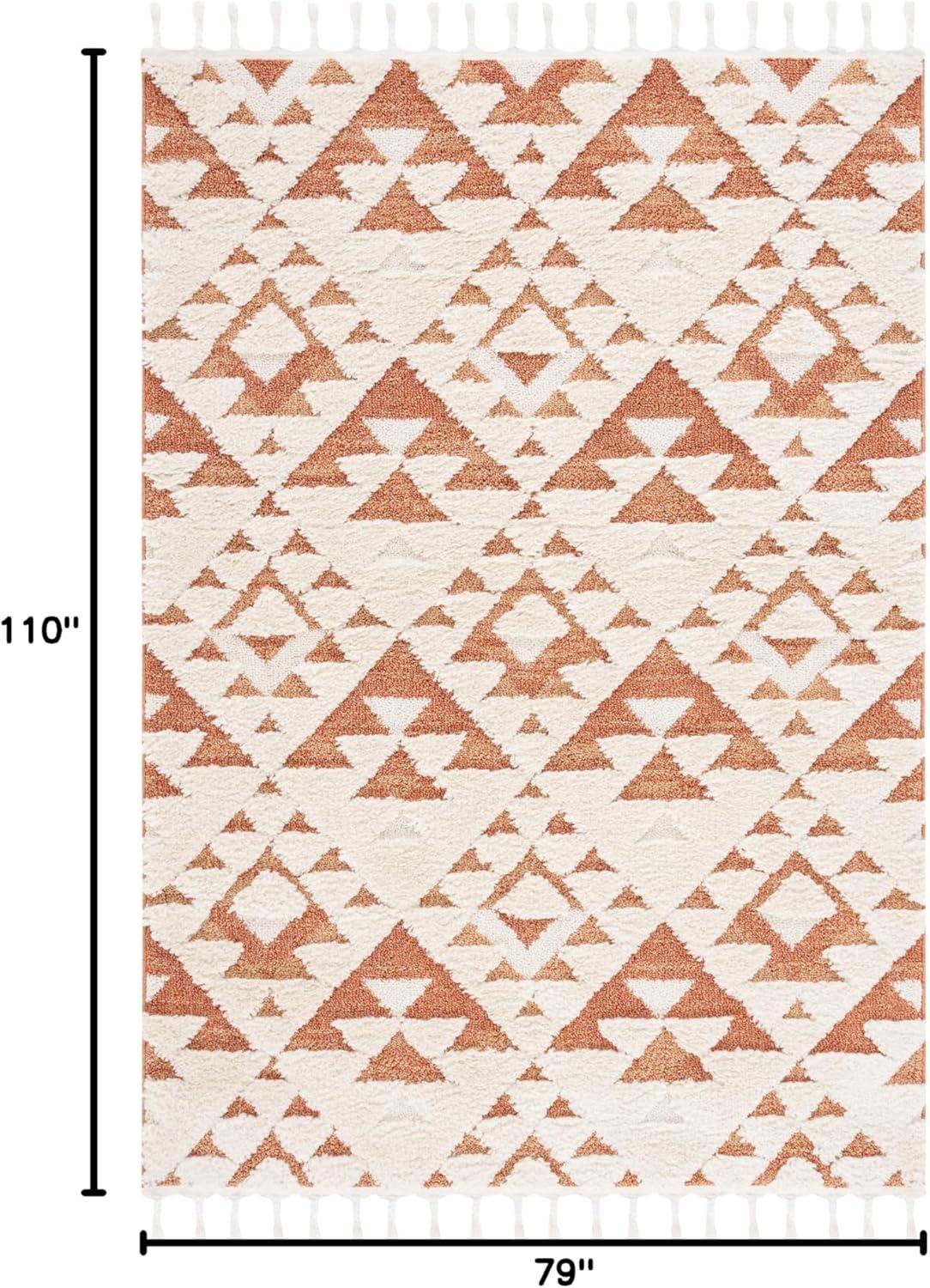 image:imageSAFAVIEH Area Rug 8x10 Moroccan Tassel Shag Collection Large Ivory amp Brown NonShedding amp Easy to Clean Plush HighLow Texture Ideal for Living Room Bedroom Dining Space MTS688AIvoryBrick Rust