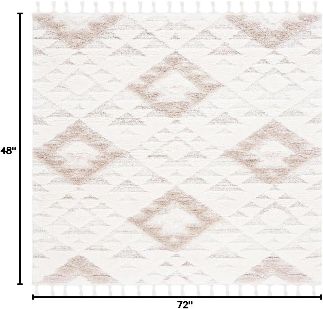 image:imageSAFAVIEH Area Rug 8x10 Moroccan Tassel Shag Collection Large Ivory amp Brown NonShedding amp Easy to Clean Plush HighLow Texture Ideal for Living Room Bedroom Dining Space MTS688AIvoryBeige