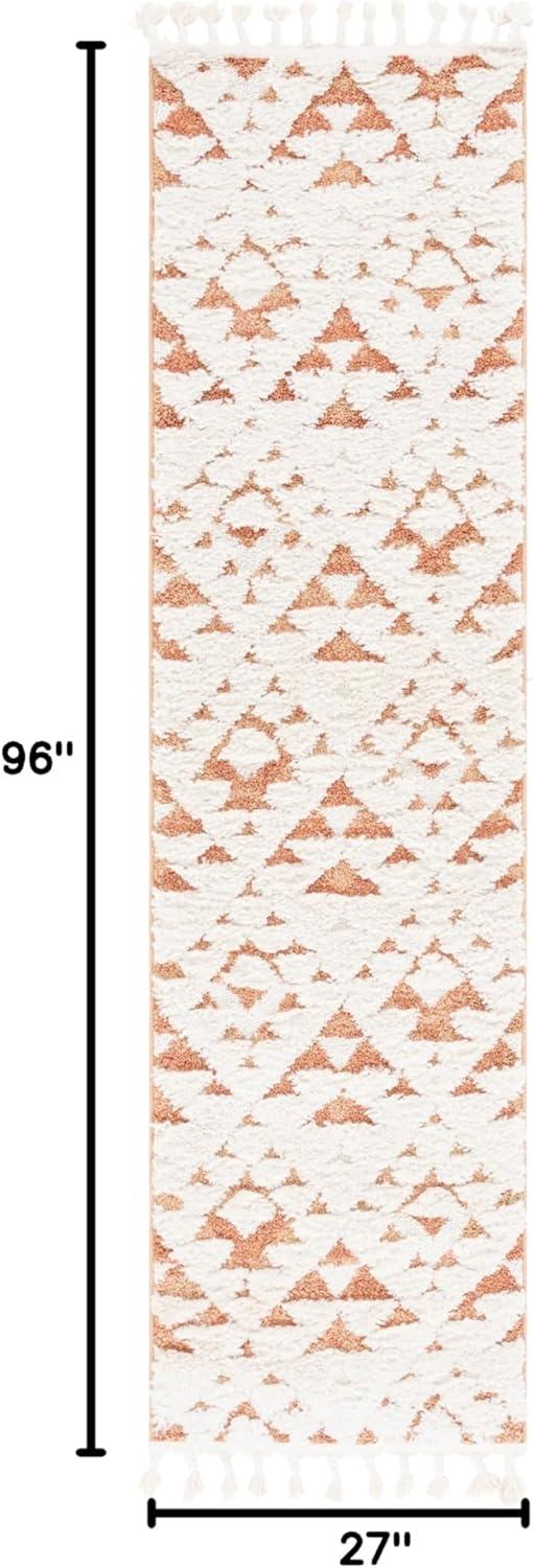 image:imageSAFAVIEH Area Rug 8x10 Moroccan Tassel Shag Collection Large Ivory amp Brown NonShedding amp Easy to Clean Plush HighLow Texture Ideal for Living Room Bedroom Dining Space MTS688AIvoryBrick Rust