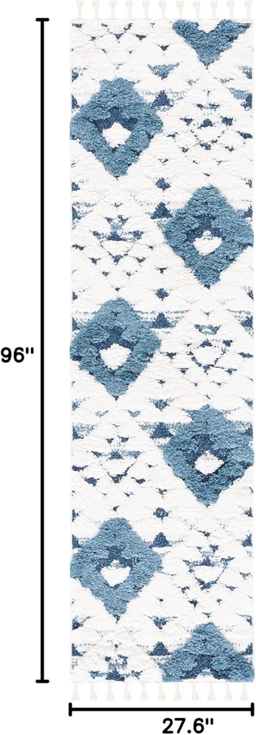 image:imageSAFAVIEH Area Rug 8x10 Moroccan Tassel Shag Collection Large Ivory amp Brown NonShedding amp Easy to Clean Plush HighLow Texture Ideal for Living Room Bedroom Dining Space MTS688ABlueIvory