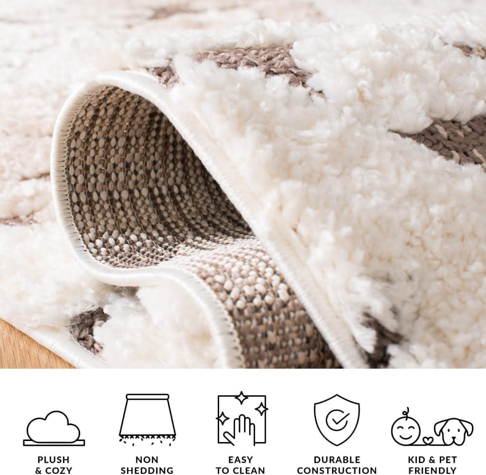 image:imageSAFAVIEH Area Rug 8x10 Moroccan Tassel Shag Collection Large Ivory amp Brown NonShedding amp Easy to Clean Plush HighLow Texture Ideal for Living Room Bedroom Dining Space MTS688AIvoryBrown