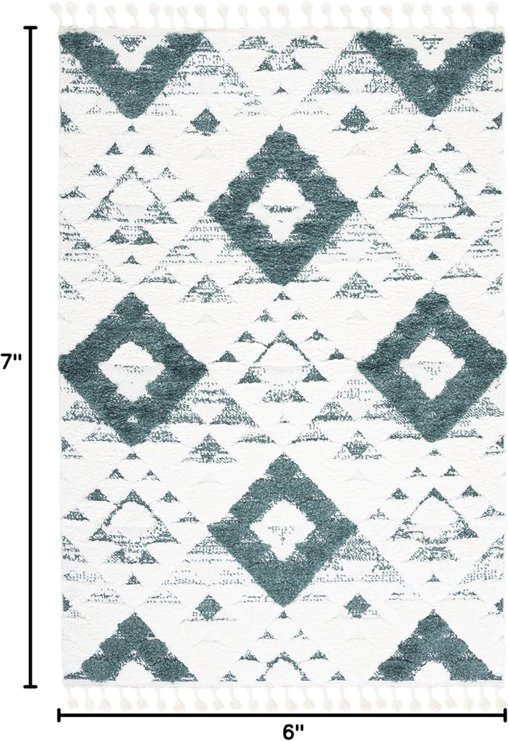 image:imageSAFAVIEH Area Rug 8x10 Moroccan Tassel Shag Collection Large Ivory amp Brown NonShedding amp Easy to Clean Plush HighLow Texture Ideal for Living Room Bedroom Dining Space MTS688AGreenIvory