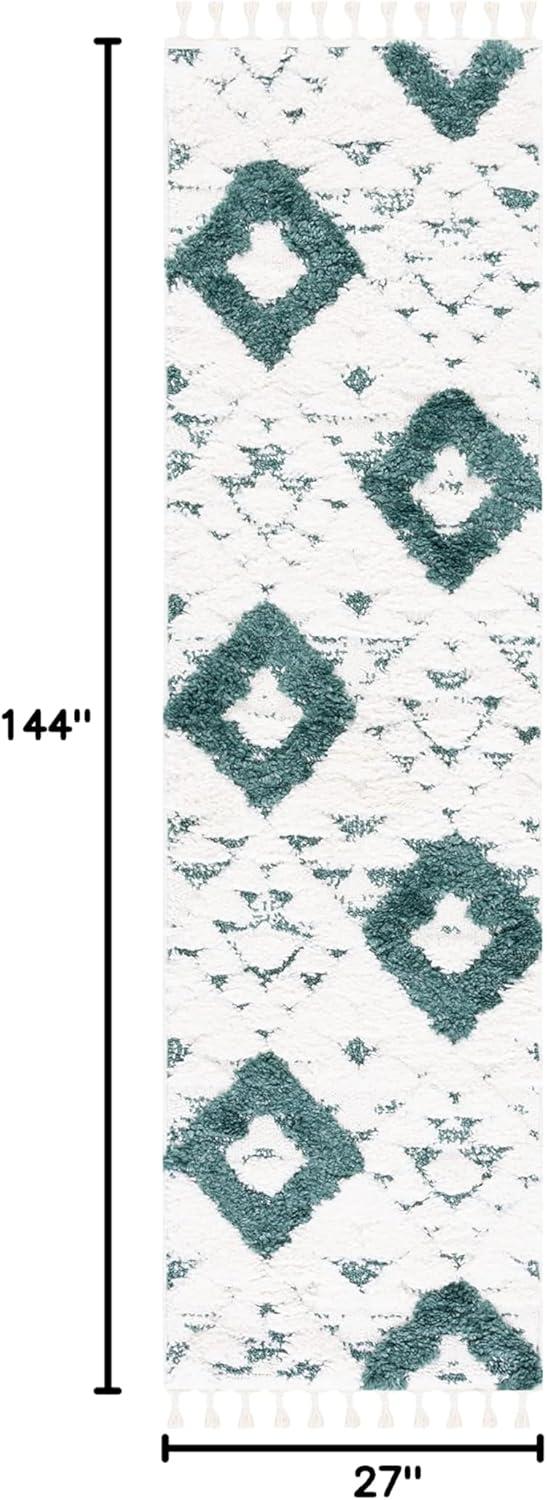 image:imageSAFAVIEH Area Rug 8x10 Moroccan Tassel Shag Collection Large Ivory amp Brown NonShedding amp Easy to Clean Plush HighLow Texture Ideal for Living Room Bedroom Dining Space MTS688AGreenIvory