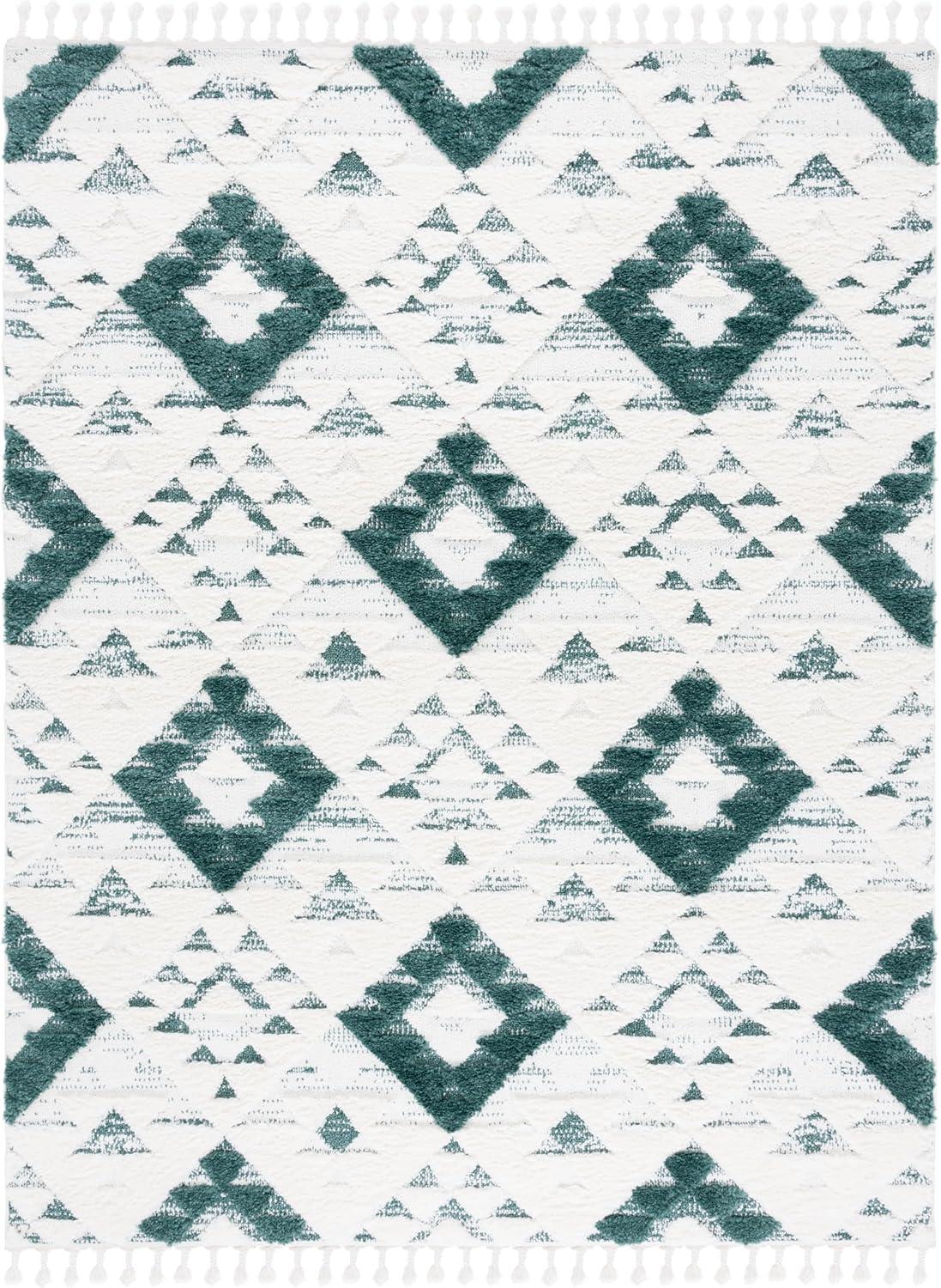 image:imageSAFAVIEH Area Rug 8x10 Moroccan Tassel Shag Collection Large Ivory amp Brown NonShedding amp Easy to Clean Plush HighLow Texture Ideal for Living Room Bedroom Dining Space MTS688AGreenIvory