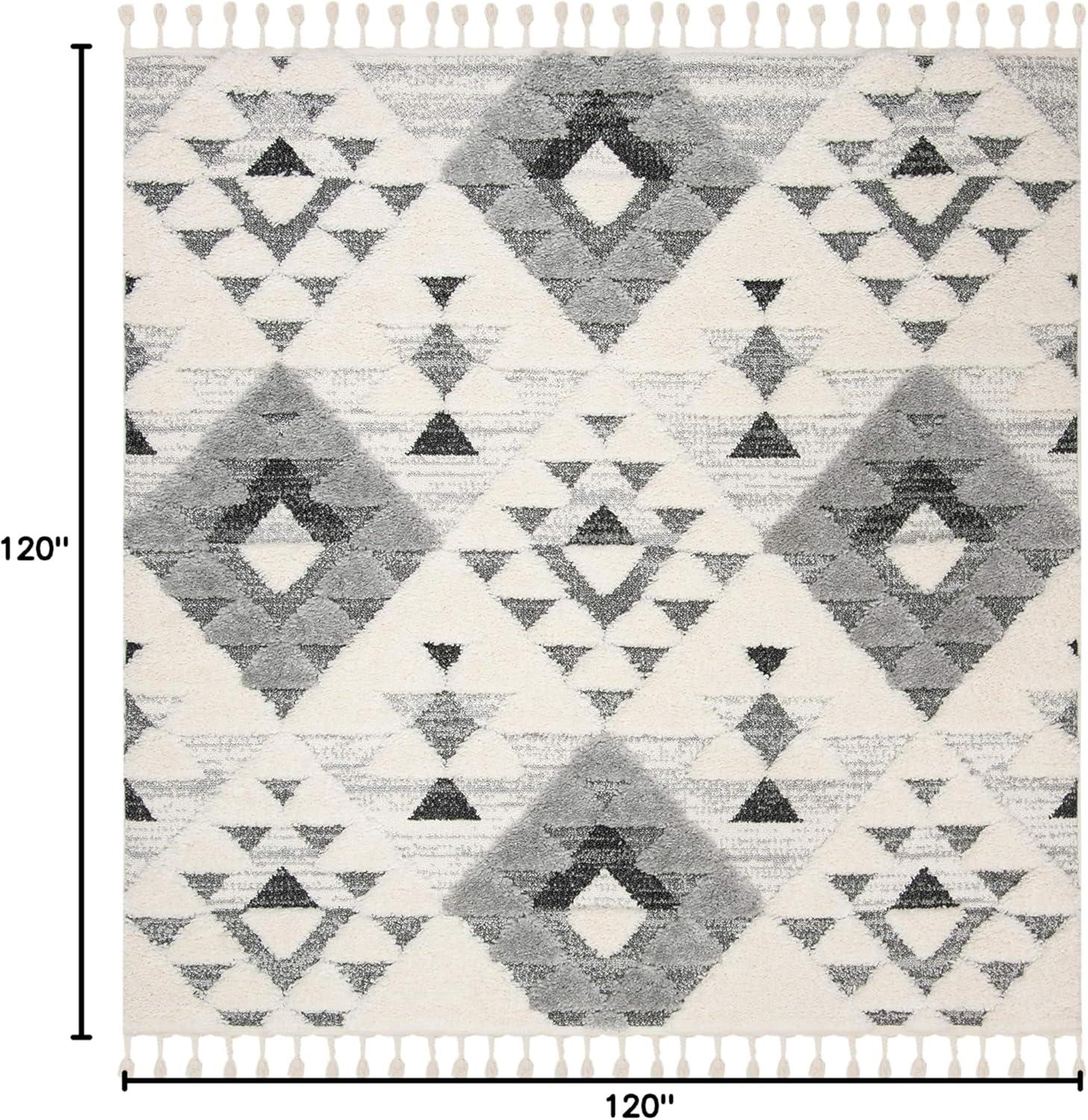 image:imageSAFAVIEH Area Rug 8x10 Moroccan Tassel Shag Collection Large Ivory amp Brown NonShedding amp Easy to Clean Plush HighLow Texture Ideal for Living Room Bedroom Dining Space MTS688AIvoryGrey