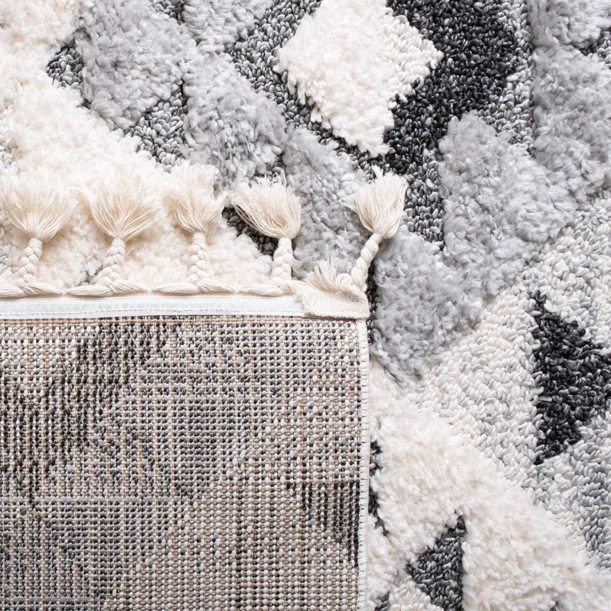 image:imageSAFAVIEH Area Rug 8x10 Moroccan Tassel Shag Collection Large Ivory amp Brown NonShedding amp Easy to Clean Plush HighLow Texture Ideal for Living Room Bedroom Dining Space MTS688AIvoryGrey