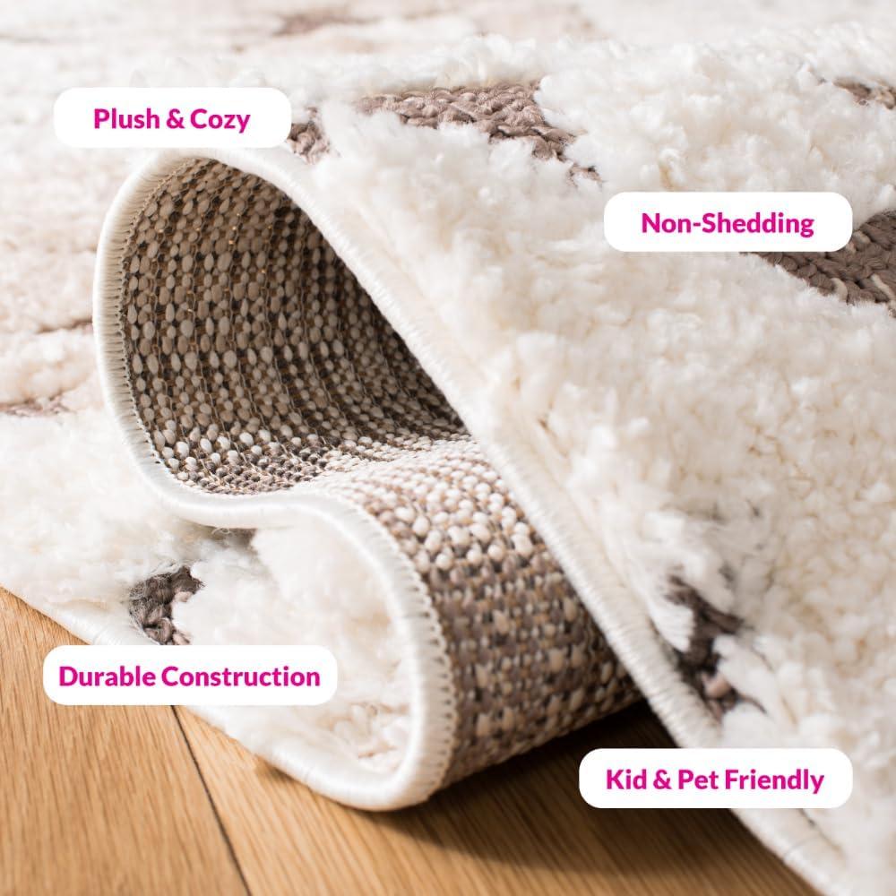 image:imageSAFAVIEH Area Rug 8x10 Moroccan Tassel Shag Collection Large Ivory amp Brown NonShedding amp Easy to Clean Plush HighLow Texture Ideal for Living Room Bedroom Dining Space MTS688AIvoryBrown