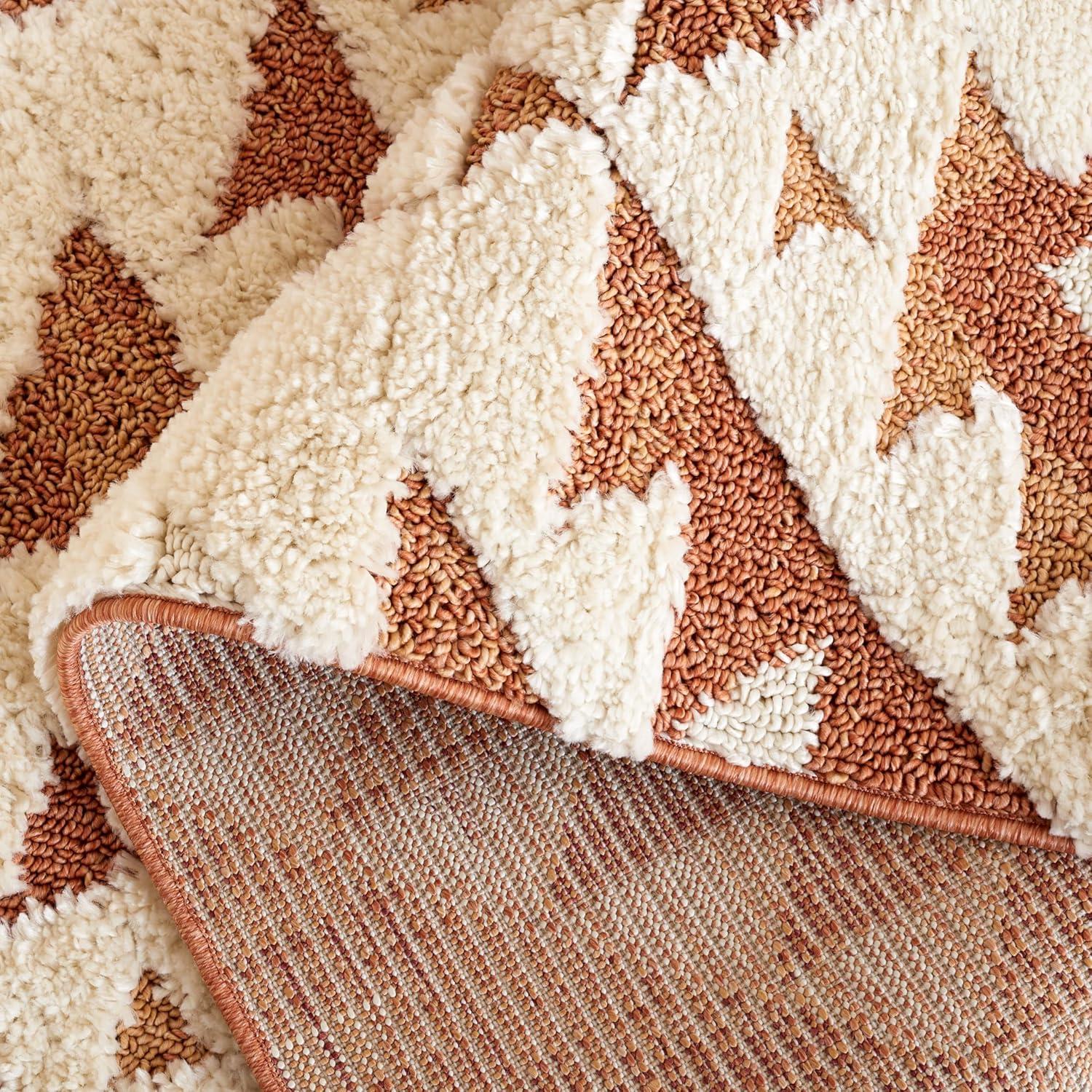 image:imageSAFAVIEH Area Rug 8x10 Moroccan Tassel Shag Collection Large Ivory amp Brown NonShedding amp Easy to Clean Plush HighLow Texture Ideal for Living Room Bedroom Dining Space MTS688AIvoryBrick Rust