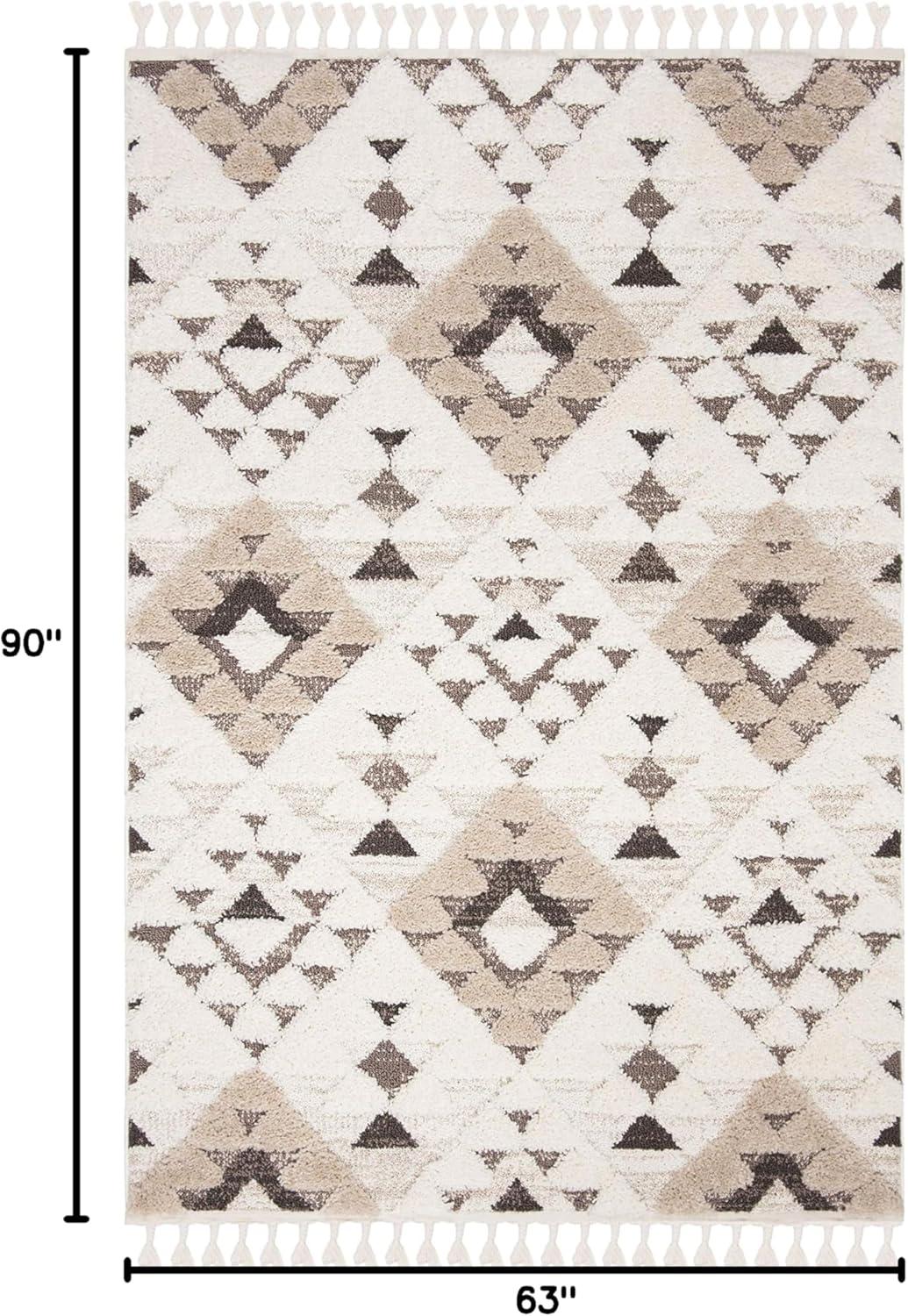 image:imageSAFAVIEH Area Rug 8x10 Moroccan Tassel Shag Collection Large Ivory amp Brown NonShedding amp Easy to Clean Plush HighLow Texture Ideal for Living Room Bedroom Dining Space MTS688AIvoryBrown