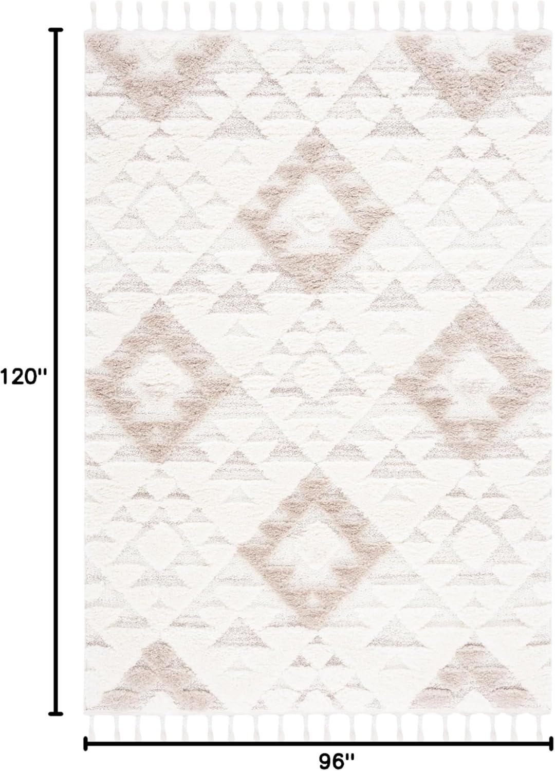 image:imageSAFAVIEH Area Rug 8x10 Moroccan Tassel Shag Collection Large Ivory amp Brown NonShedding amp Easy to Clean Plush HighLow Texture Ideal for Living Room Bedroom Dining Space MTS688AIvoryBeige