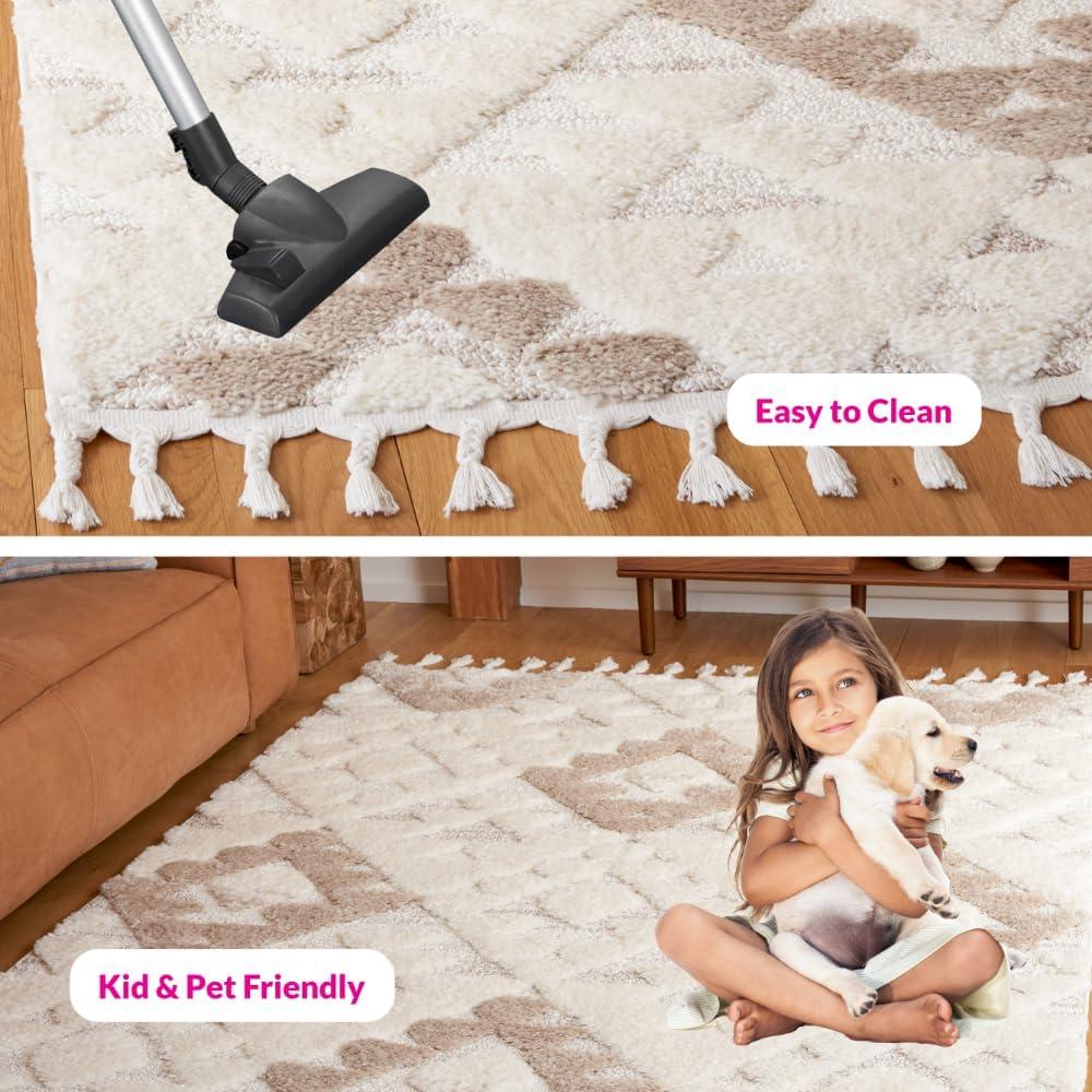image:imageSAFAVIEH Area Rug 8x10 Moroccan Tassel Shag Collection Large Ivory amp Brown NonShedding amp Easy to Clean Plush HighLow Texture Ideal for Living Room Bedroom Dining Space MTS688AIvoryBeige