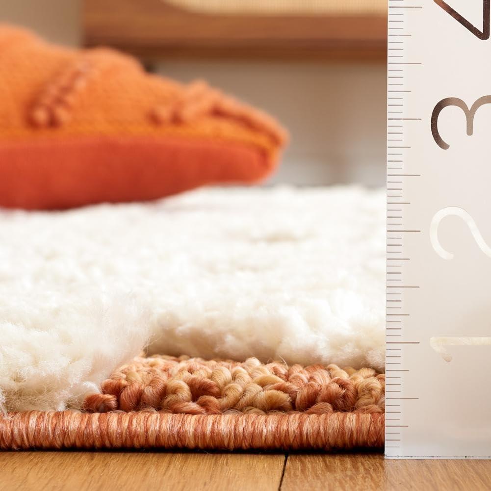image:imageSAFAVIEH Area Rug 8x10 Moroccan Tassel Shag Collection Large Ivory amp Brown NonShedding amp Easy to Clean Plush HighLow Texture Ideal for Living Room Bedroom Dining Space MTS688AIvoryBrick Rust