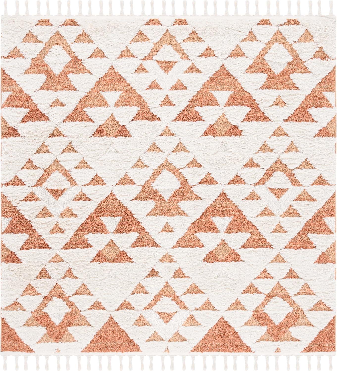 image:imageSAFAVIEH Area Rug 8x10 Moroccan Tassel Shag Collection Large Ivory amp Brown NonShedding amp Easy to Clean Plush HighLow Texture Ideal for Living Room Bedroom Dining Space MTS688AIvoryBrick Rust
