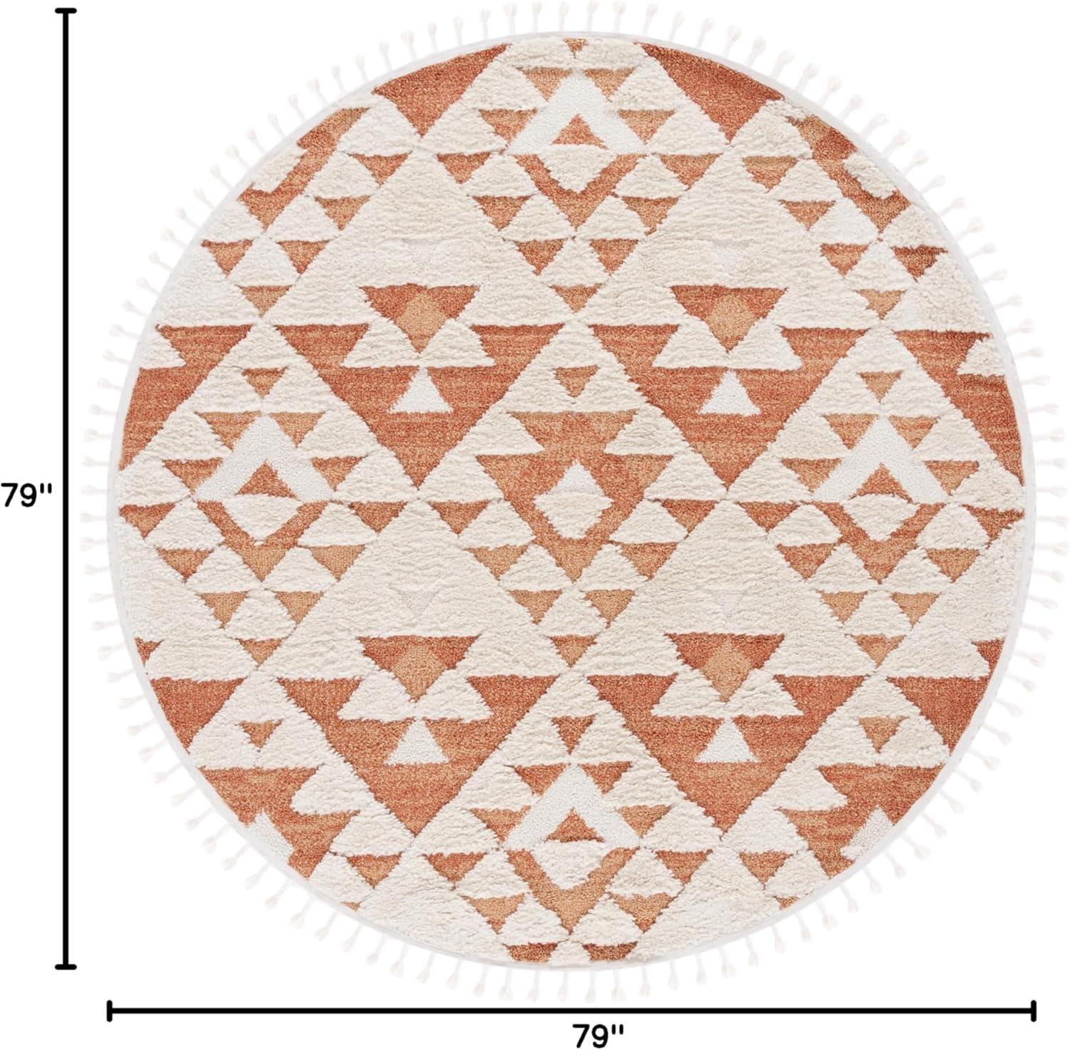 image:imageSAFAVIEH Area Rug 8x10 Moroccan Tassel Shag Collection Large Ivory amp Brown NonShedding amp Easy to Clean Plush HighLow Texture Ideal for Living Room Bedroom Dining Space MTS688AIvoryBrick Rust