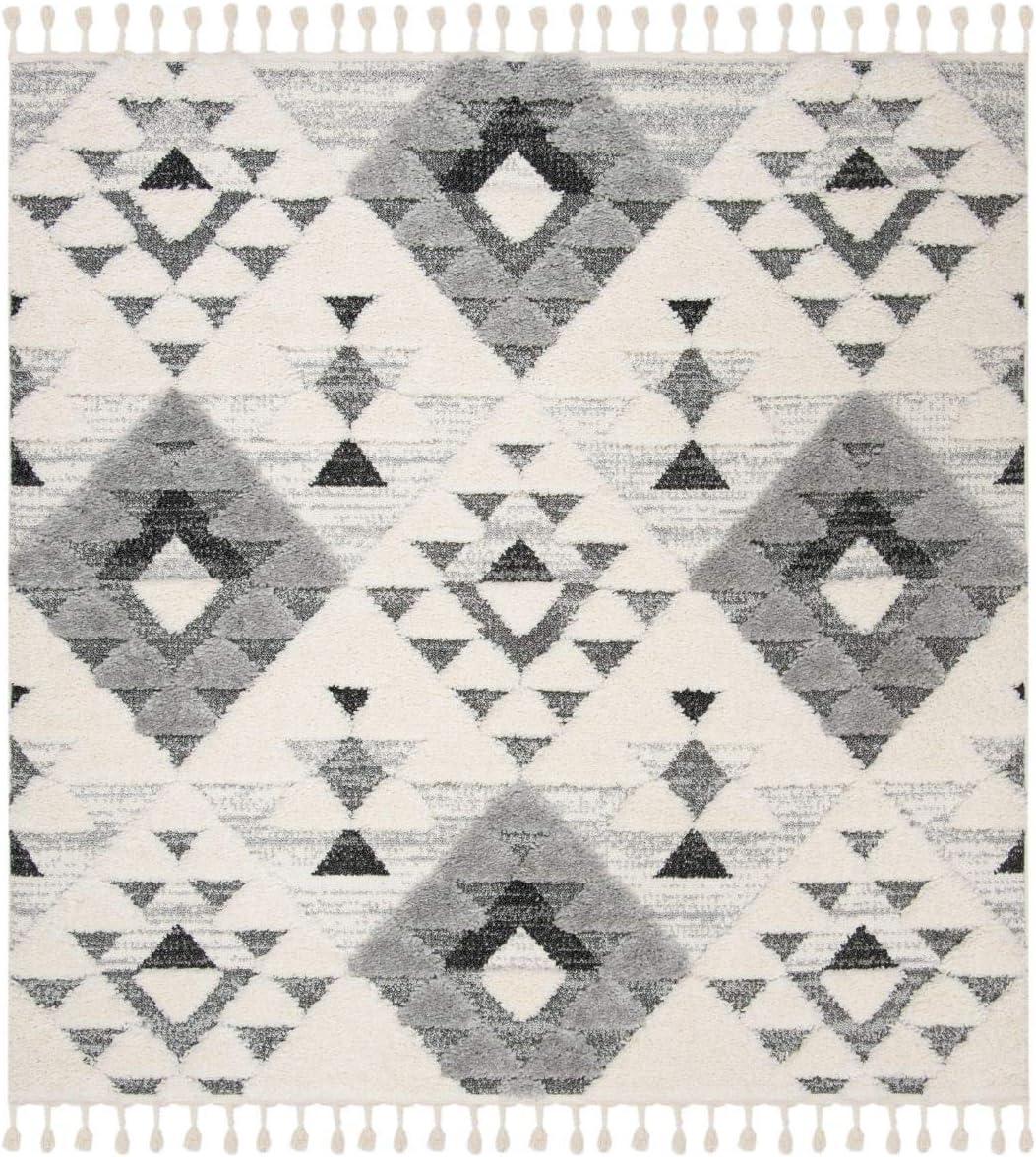 image:imageSAFAVIEH Area Rug 8x10 Moroccan Tassel Shag Collection Large Ivory amp Brown NonShedding amp Easy to Clean Plush HighLow Texture Ideal for Living Room Bedroom Dining Space MTS688AIvoryGrey