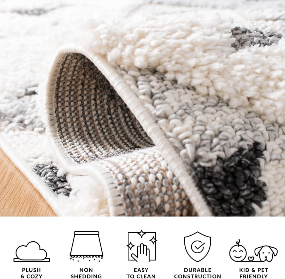 image:imageSAFAVIEH Area Rug 8x10 Moroccan Tassel Shag Collection Large Ivory amp Brown NonShedding amp Easy to Clean Plush HighLow Texture Ideal for Living Room Bedroom Dining Space MTS688AIvoryGrey