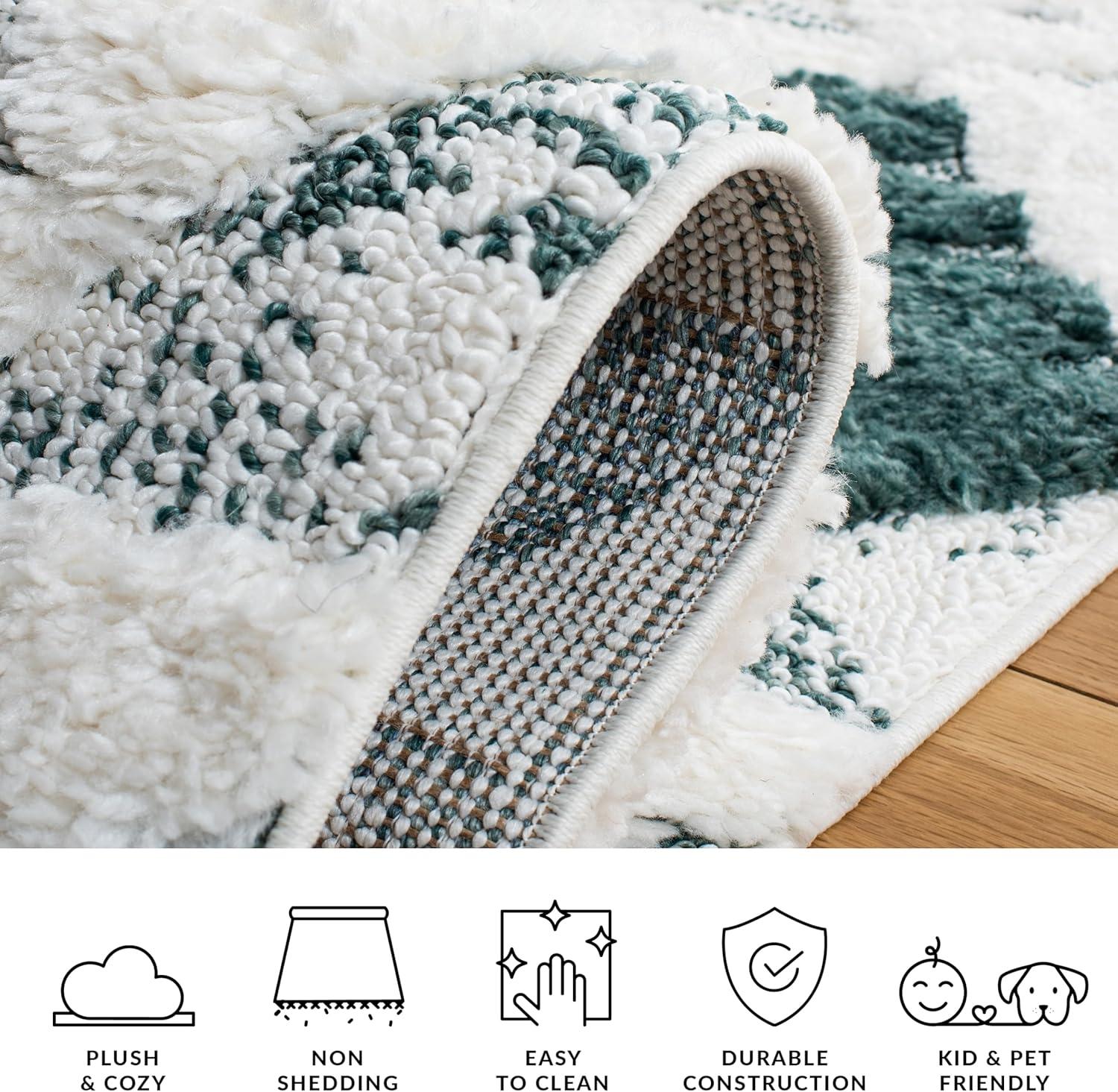 image:imageSAFAVIEH Area Rug 8x10 Moroccan Tassel Shag Collection Large Ivory amp Brown NonShedding amp Easy to Clean Plush HighLow Texture Ideal for Living Room Bedroom Dining Space MTS688AGreenIvory
