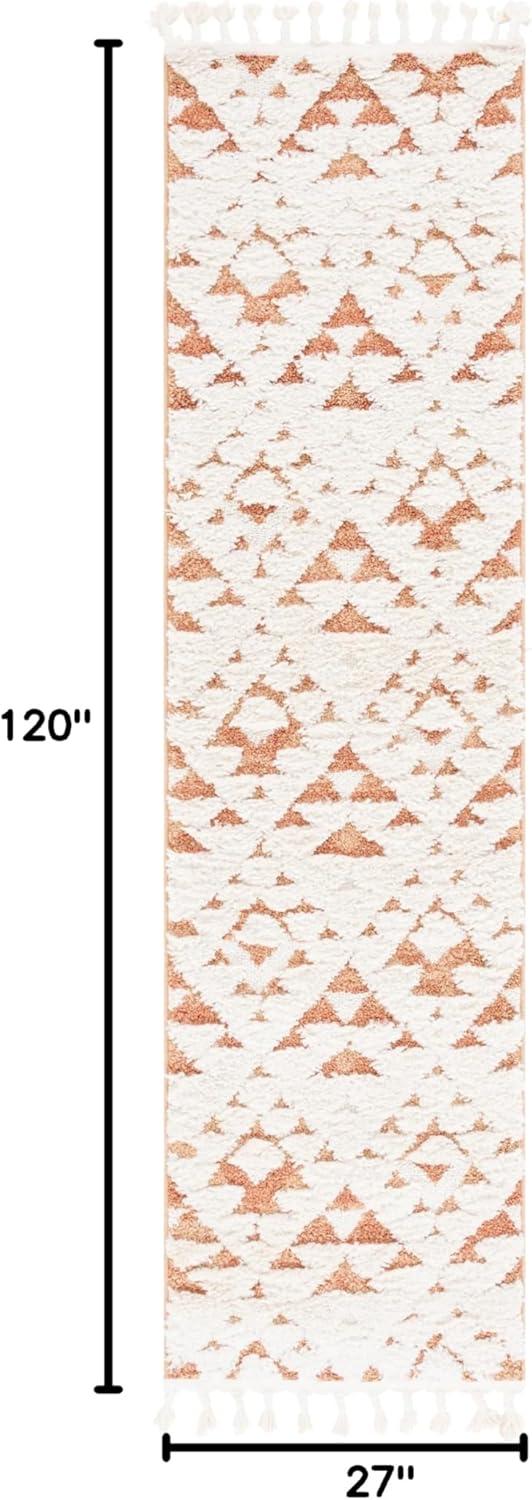 image:imageSAFAVIEH Area Rug 8x10 Moroccan Tassel Shag Collection Large Ivory amp Brown NonShedding amp Easy to Clean Plush HighLow Texture Ideal for Living Room Bedroom Dining Space MTS688AIvoryBrick Rust