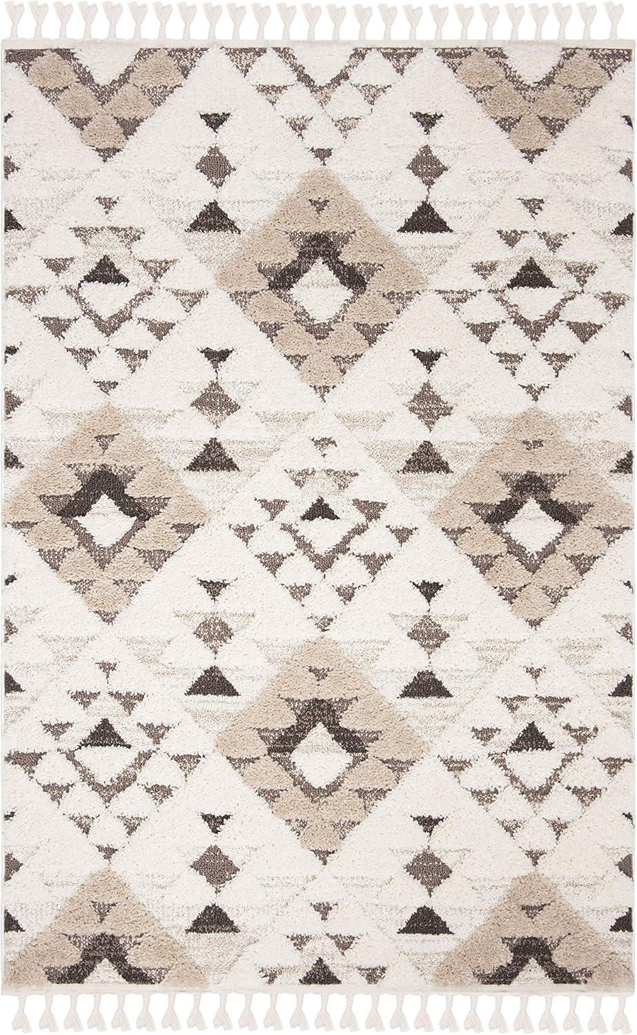image:imageSAFAVIEH Area Rug 8x10 Moroccan Tassel Shag Collection Large Ivory amp Brown NonShedding amp Easy to Clean Plush HighLow Texture Ideal for Living Room Bedroom Dining Space MTS688AIvoryBrown