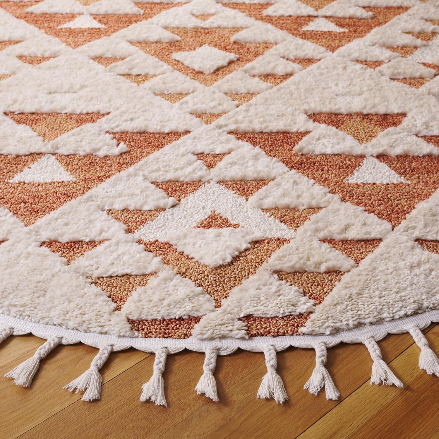 image:imageSAFAVIEH Area Rug 8x10 Moroccan Tassel Shag Collection Large Ivory amp Brown NonShedding amp Easy to Clean Plush HighLow Texture Ideal for Living Room Bedroom Dining Space MTS688AIvoryBrick Rust