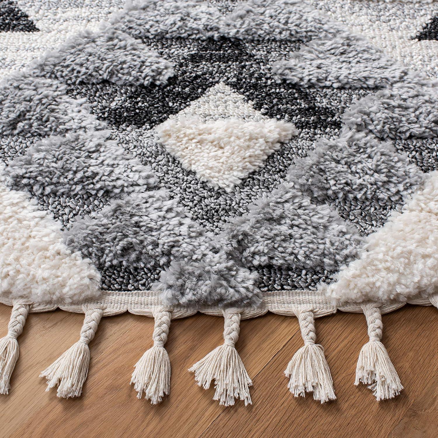 image:imageSAFAVIEH Area Rug 8x10 Moroccan Tassel Shag Collection Large Ivory amp Brown NonShedding amp Easy to Clean Plush HighLow Texture Ideal for Living Room Bedroom Dining Space MTS688AIvoryGrey