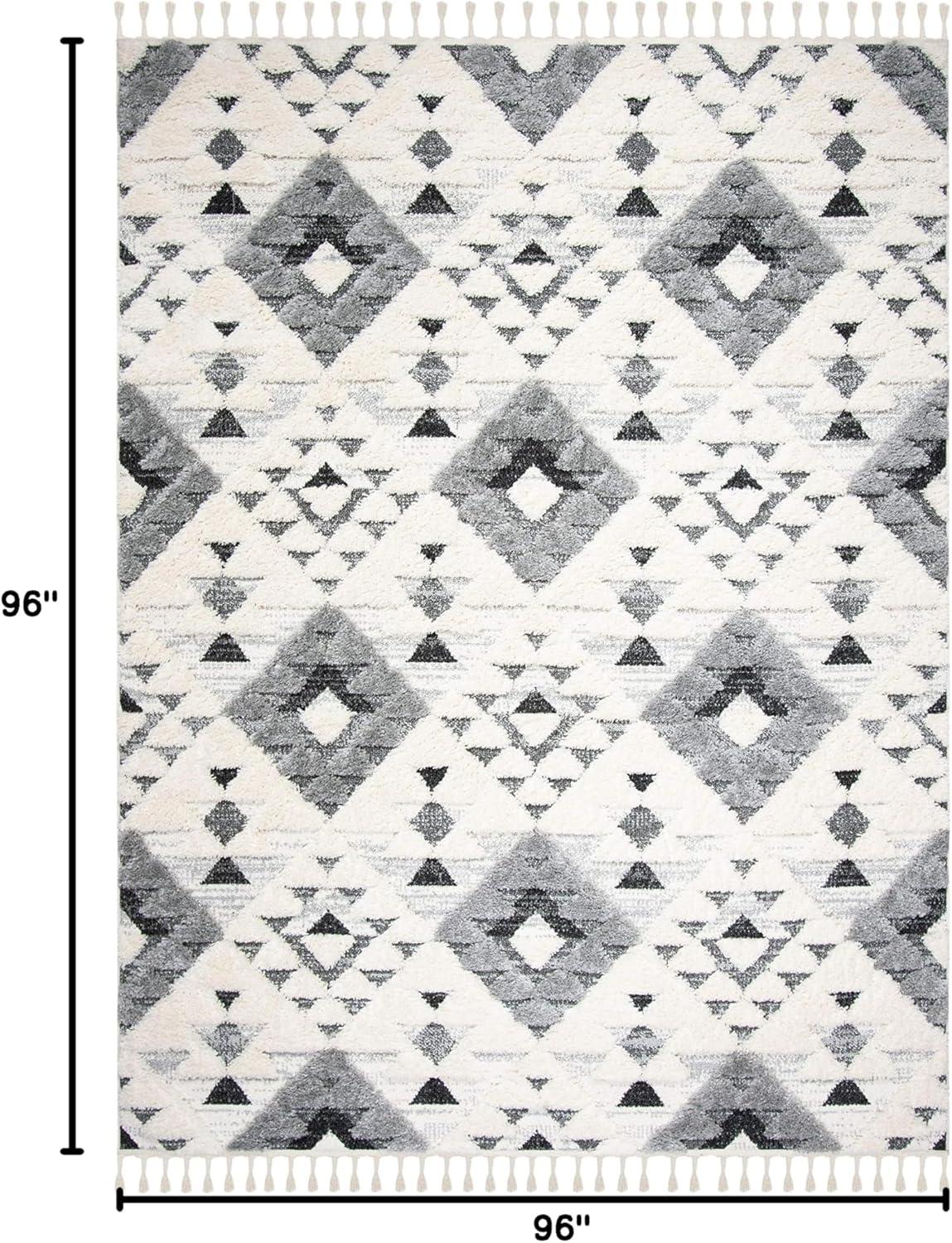 image:imageSAFAVIEH Area Rug 8x10 Moroccan Tassel Shag Collection Large Ivory amp Brown NonShedding amp Easy to Clean Plush HighLow Texture Ideal for Living Room Bedroom Dining Space MTS688AIvoryGrey