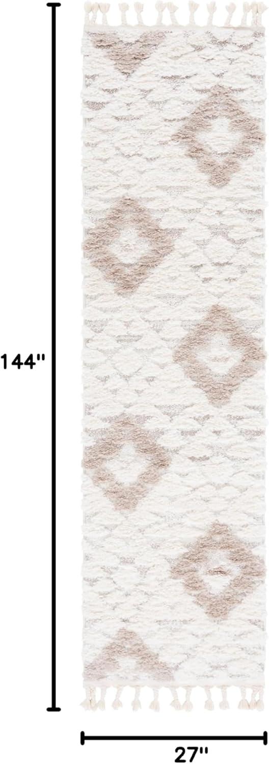 image:imageSAFAVIEH Area Rug 8x10 Moroccan Tassel Shag Collection Large Ivory amp Brown NonShedding amp Easy to Clean Plush HighLow Texture Ideal for Living Room Bedroom Dining Space MTS688AIvoryBeige