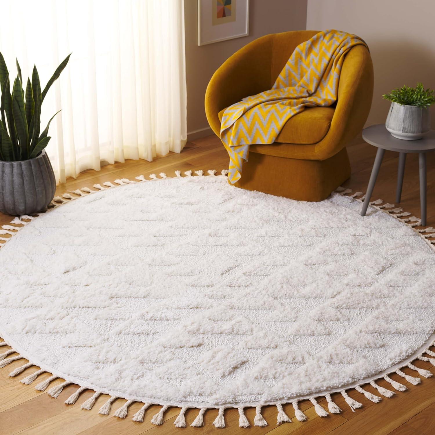 image:imageSAFAVIEH Area Rug 8x10 Moroccan Tassel Shag Collection Large Ivory amp Brown NonShedding amp Easy to Clean Plush HighLow Texture Ideal for Living Room Bedroom Dining Space MTS688AIvory