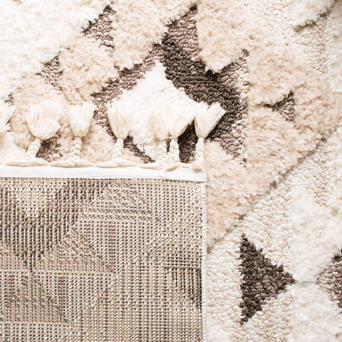 image:imageSAFAVIEH Area Rug 8x10 Moroccan Tassel Shag Collection Large Ivory amp Brown NonShedding amp Easy to Clean Plush HighLow Texture Ideal for Living Room Bedroom Dining Space MTS688AIvoryBrown
