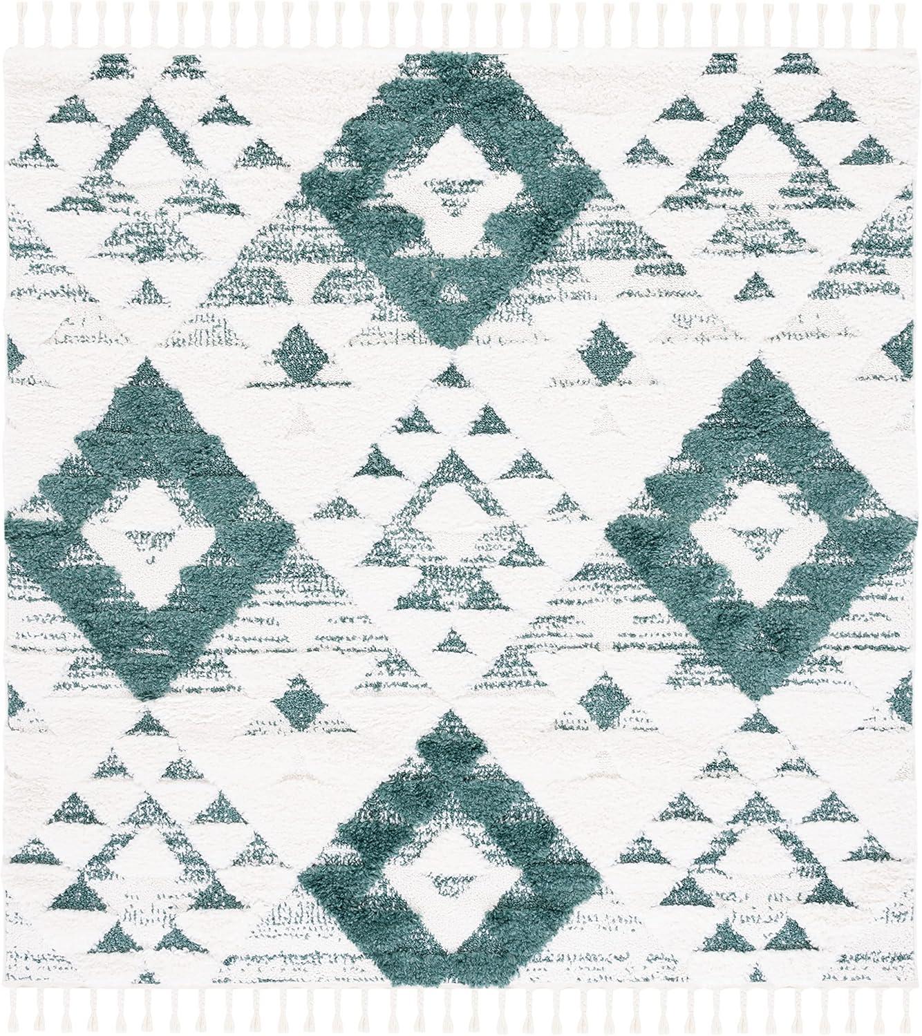 image:imageSAFAVIEH Area Rug 8x10 Moroccan Tassel Shag Collection Large Ivory amp Brown NonShedding amp Easy to Clean Plush HighLow Texture Ideal for Living Room Bedroom Dining Space MTS688AGreenIvory