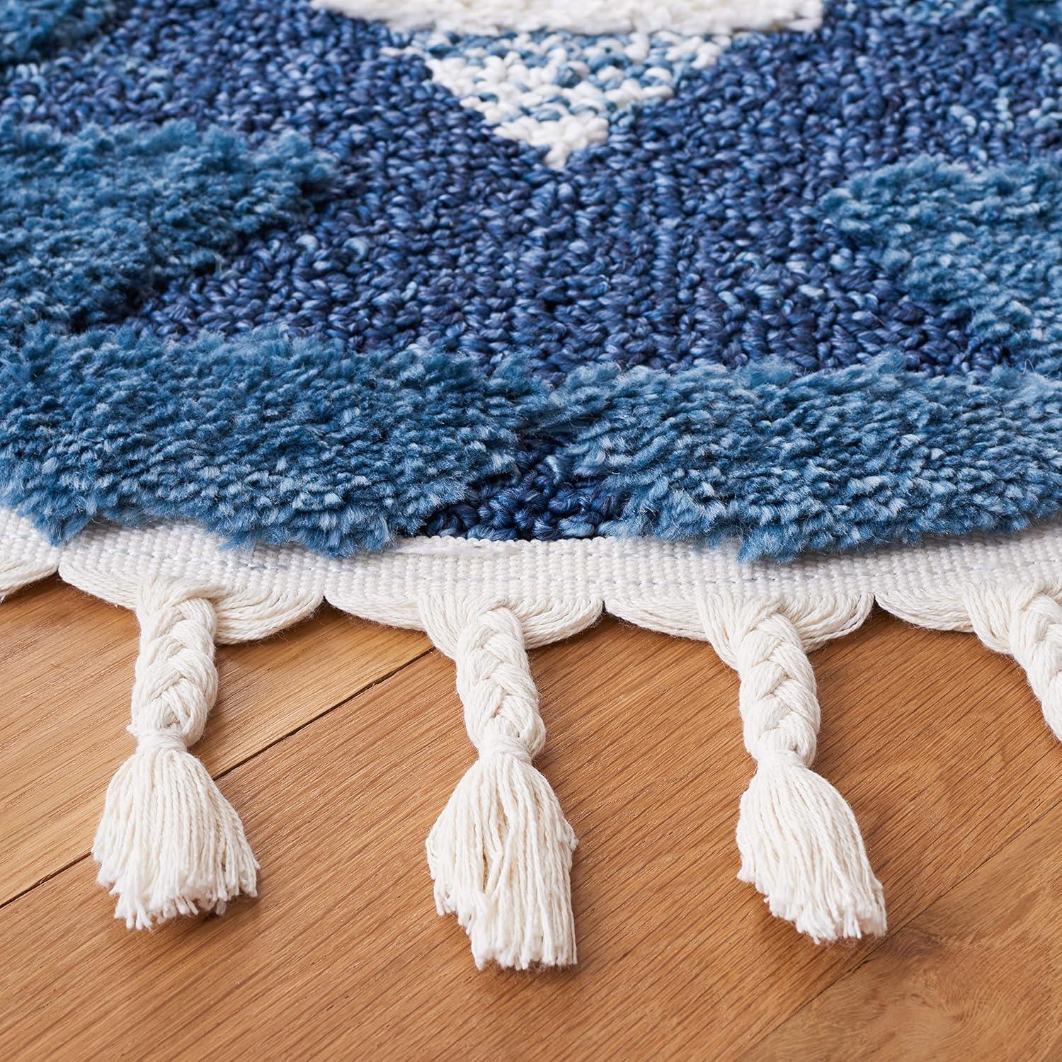 image:imageSAFAVIEH Area Rug 8x10 Moroccan Tassel Shag Collection Large Ivory amp Brown NonShedding amp Easy to Clean Plush HighLow Texture Ideal for Living Room Bedroom Dining Space MTS688ABlueIvory