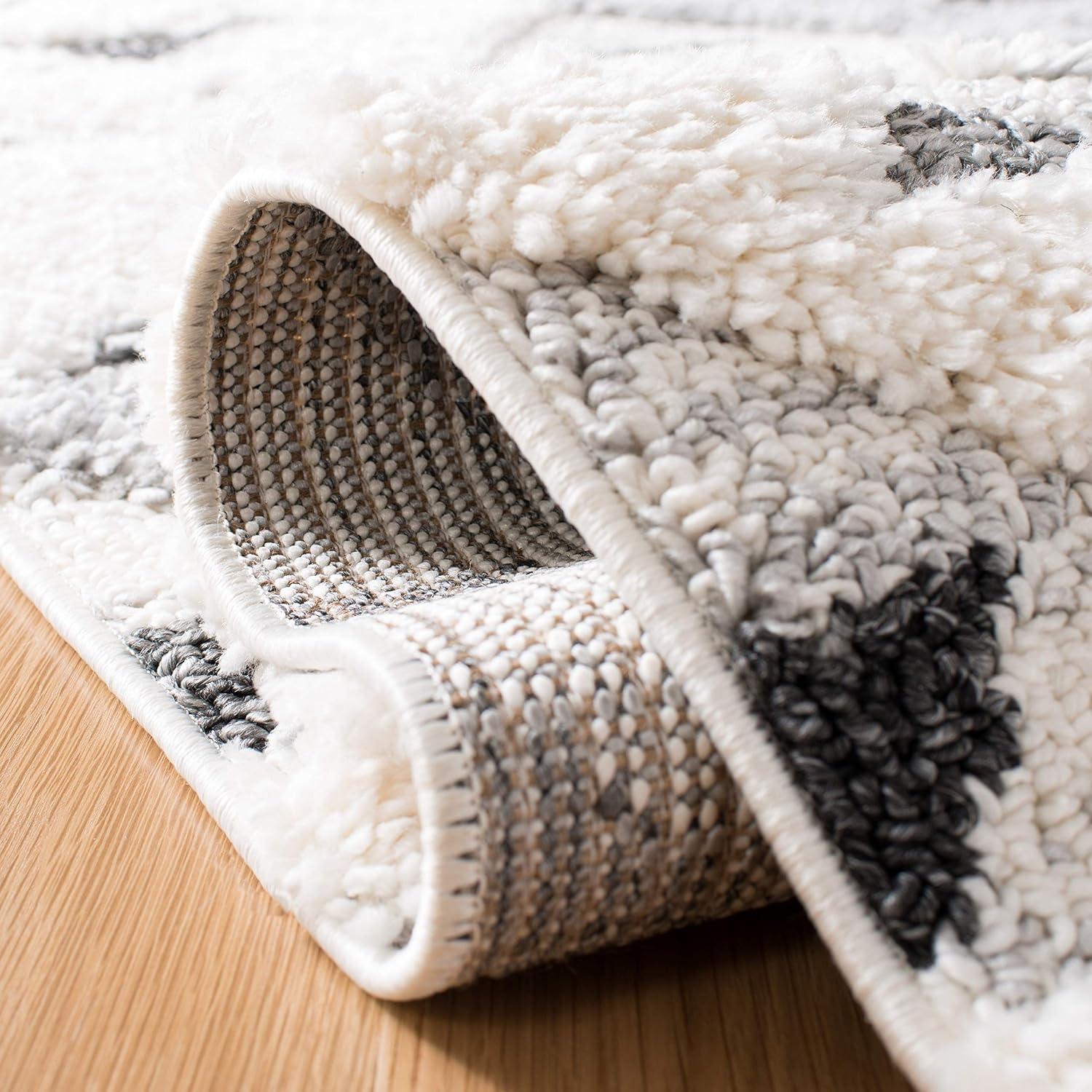 image:imageSAFAVIEH Area Rug 8x10 Moroccan Tassel Shag Collection Large Ivory amp Brown NonShedding amp Easy to Clean Plush HighLow Texture Ideal for Living Room Bedroom Dining Space MTS688AIvoryGrey