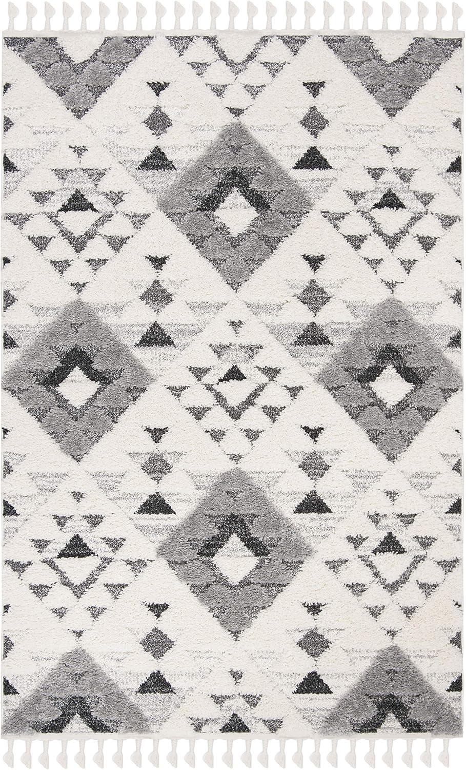 image:imageSAFAVIEH Area Rug 8x10 Moroccan Tassel Shag Collection Large Ivory amp Brown NonShedding amp Easy to Clean Plush HighLow Texture Ideal for Living Room Bedroom Dining Space MTS688AIvoryGrey