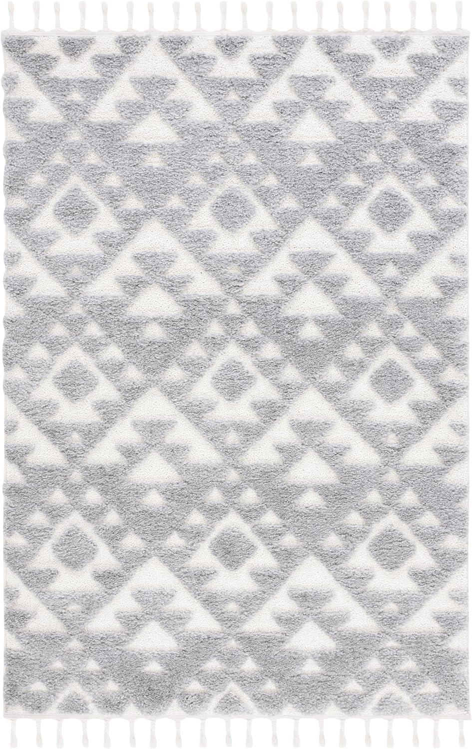 image:imageSAFAVIEH Area Rug 8x10 Moroccan Tassel Shag Collection Large Ivory amp Brown NonShedding amp Easy to Clean Plush HighLow Texture Ideal for Living Room Bedroom Dining Space MTS688AGreyIvory