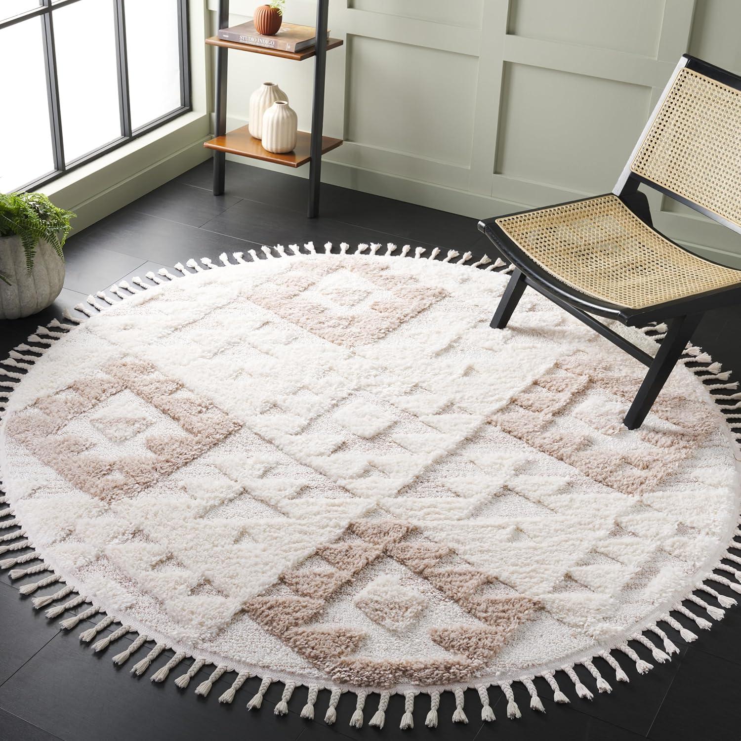 image:imageSAFAVIEH Area Rug 8x10 Moroccan Tassel Shag Collection Large Ivory amp Brown NonShedding amp Easy to Clean Plush HighLow Texture Ideal for Living Room Bedroom Dining Space MTS688AIvoryBeige