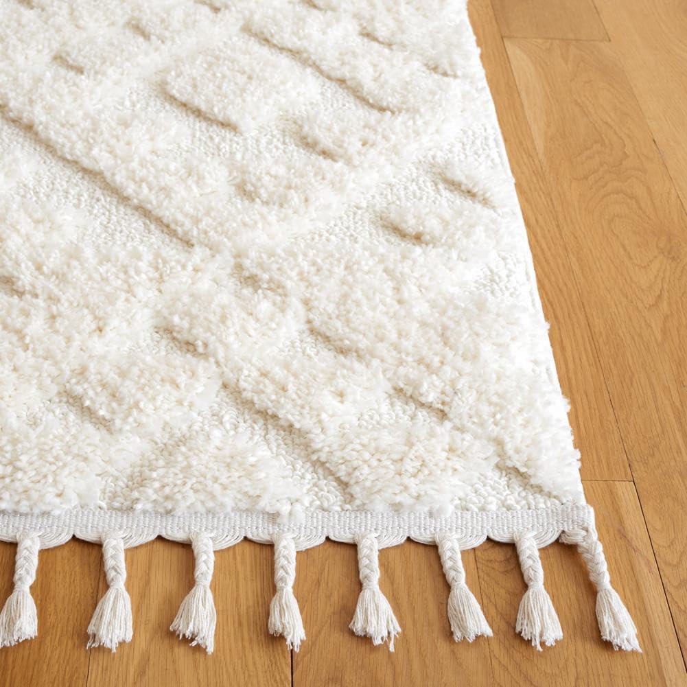image:imageSAFAVIEH Area Rug 8x10 Moroccan Tassel Shag Collection Large Ivory amp Brown NonShedding amp Easy to Clean Plush HighLow Texture Ideal for Living Room Bedroom Dining Space MTS688AIvory
