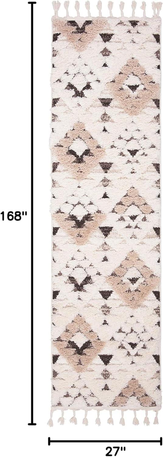 image:imageSAFAVIEH Area Rug 8x10 Moroccan Tassel Shag Collection Large Ivory amp Brown NonShedding amp Easy to Clean Plush HighLow Texture Ideal for Living Room Bedroom Dining Space MTS688AIvoryBrown