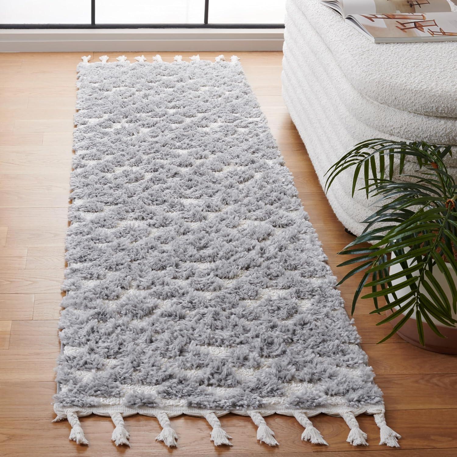 image:imageSAFAVIEH Area Rug 8x10 Moroccan Tassel Shag Collection Large Ivory amp Brown NonShedding amp Easy to Clean Plush HighLow Texture Ideal for Living Room Bedroom Dining Space MTS688AGreyIvory