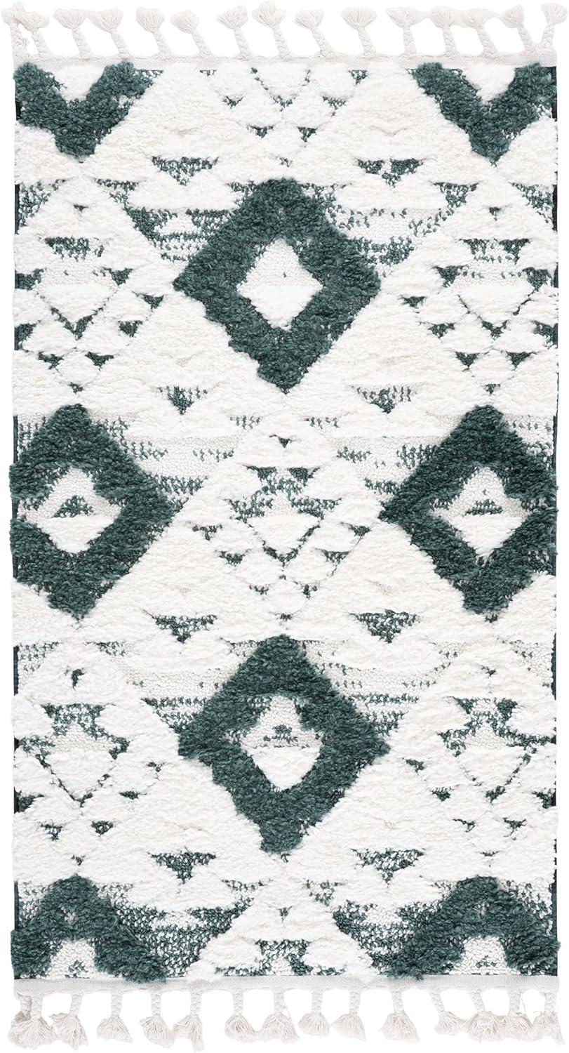 image:imageSAFAVIEH Area Rug 8x10 Moroccan Tassel Shag Collection Large Ivory amp Brown NonShedding amp Easy to Clean Plush HighLow Texture Ideal for Living Room Bedroom Dining Space MTS688AGreenIvory