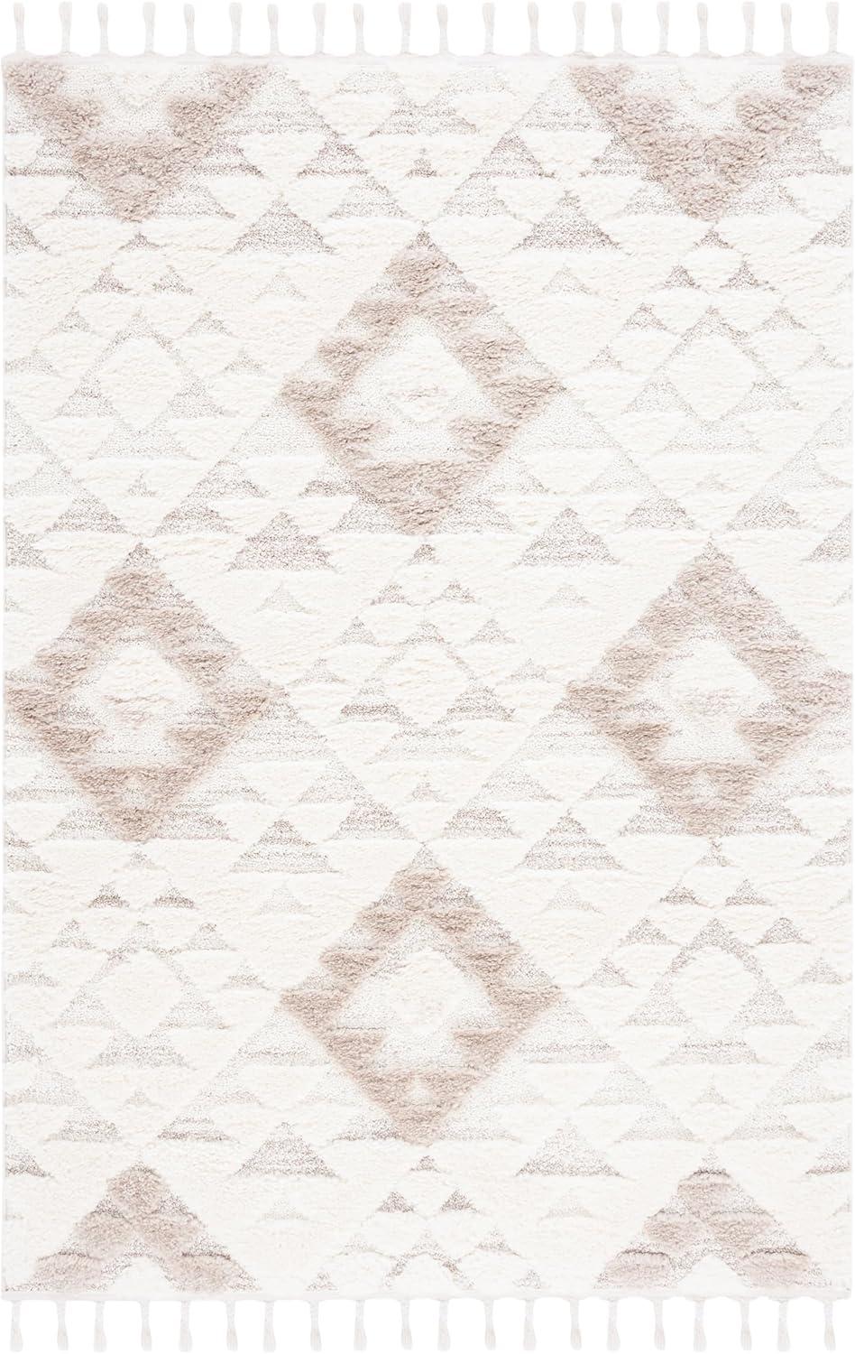 image:imageSAFAVIEH Area Rug 8x10 Moroccan Tassel Shag Collection Large Ivory amp Brown NonShedding amp Easy to Clean Plush HighLow Texture Ideal for Living Room Bedroom Dining Space MTS688AIvoryBeige