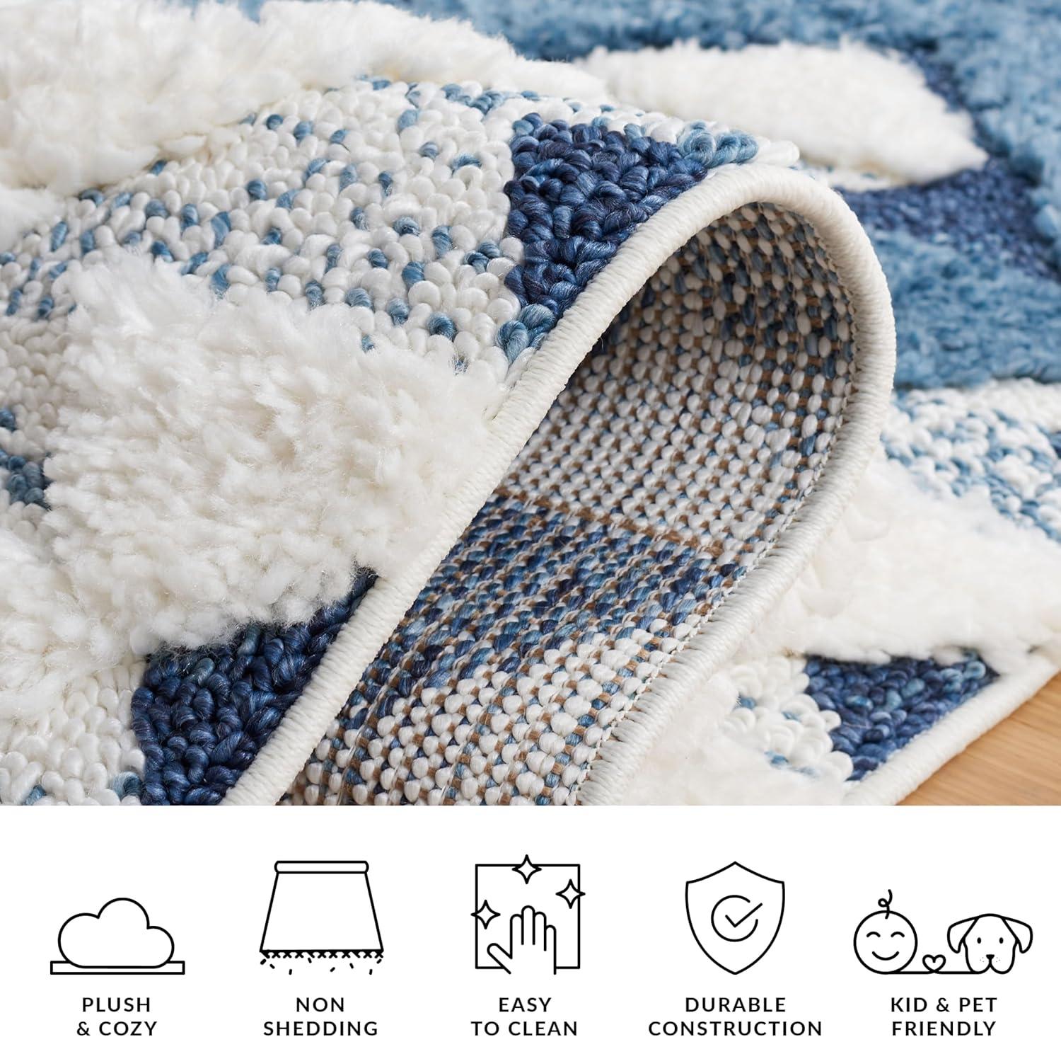 image:imageSAFAVIEH Area Rug 8x10 Moroccan Tassel Shag Collection Large Ivory amp Brown NonShedding amp Easy to Clean Plush HighLow Texture Ideal for Living Room Bedroom Dining Space MTS688ABlueIvory