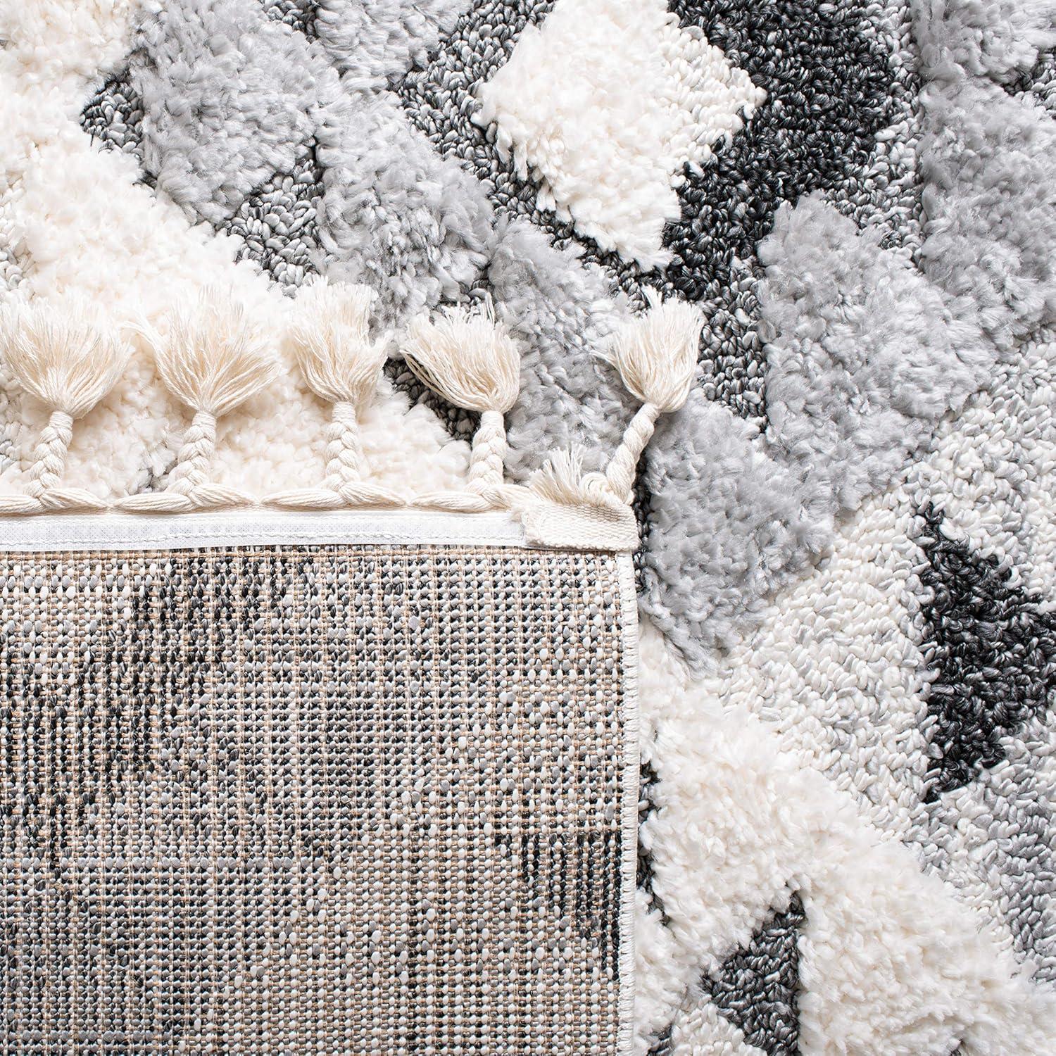 image:imageSAFAVIEH Area Rug 8x10 Moroccan Tassel Shag Collection Large Ivory amp Brown NonShedding amp Easy to Clean Plush HighLow Texture Ideal for Living Room Bedroom Dining Space MTS688AIvoryGrey