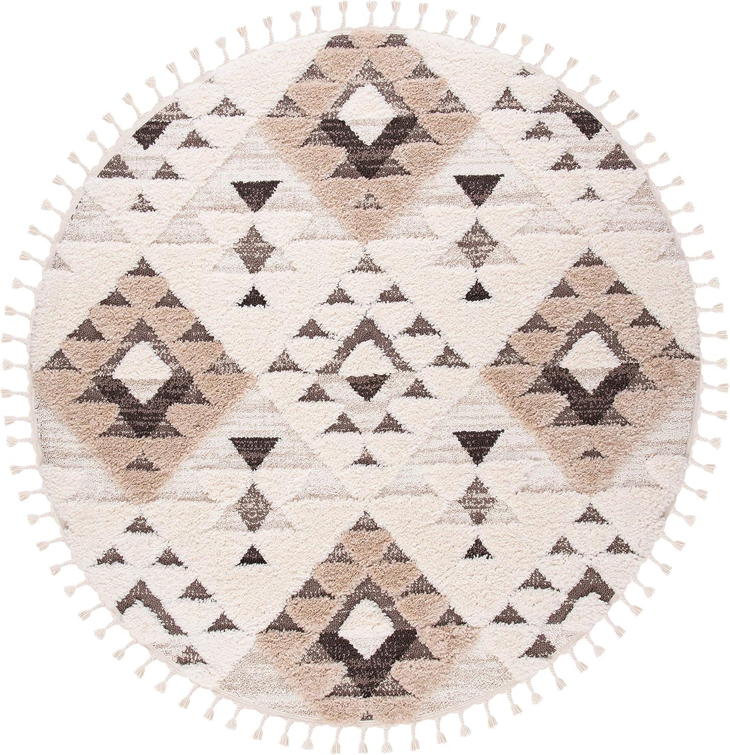 image:imageSAFAVIEH Area Rug 8x10 Moroccan Tassel Shag Collection Large Ivory amp Brown NonShedding amp Easy to Clean Plush HighLow Texture Ideal for Living Room Bedroom Dining Space MTS688AIvoryBrown