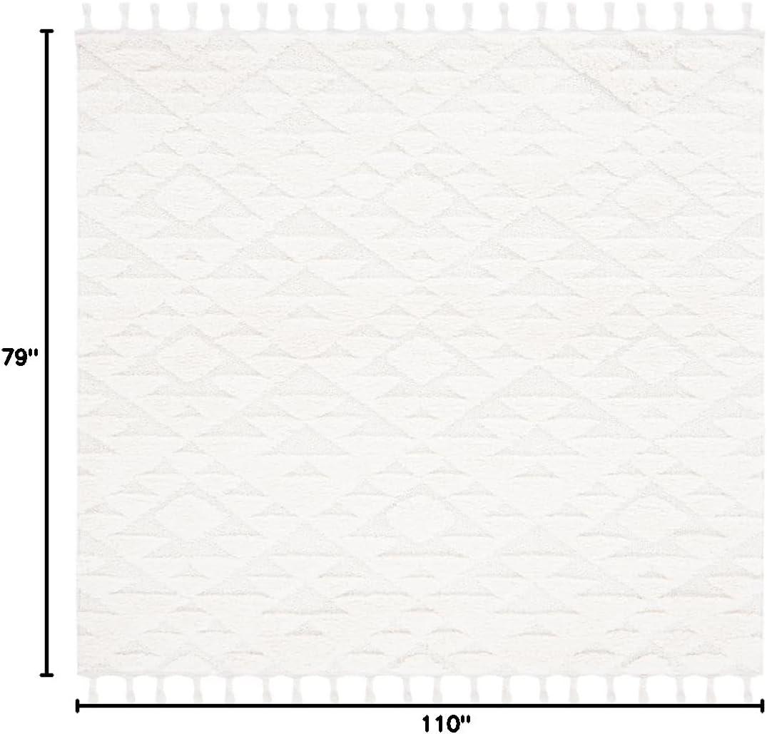 image:imageSAFAVIEH Area Rug 8x10 Moroccan Tassel Shag Collection Large Ivory amp Brown NonShedding amp Easy to Clean Plush HighLow Texture Ideal for Living Room Bedroom Dining Space MTS688AIvory