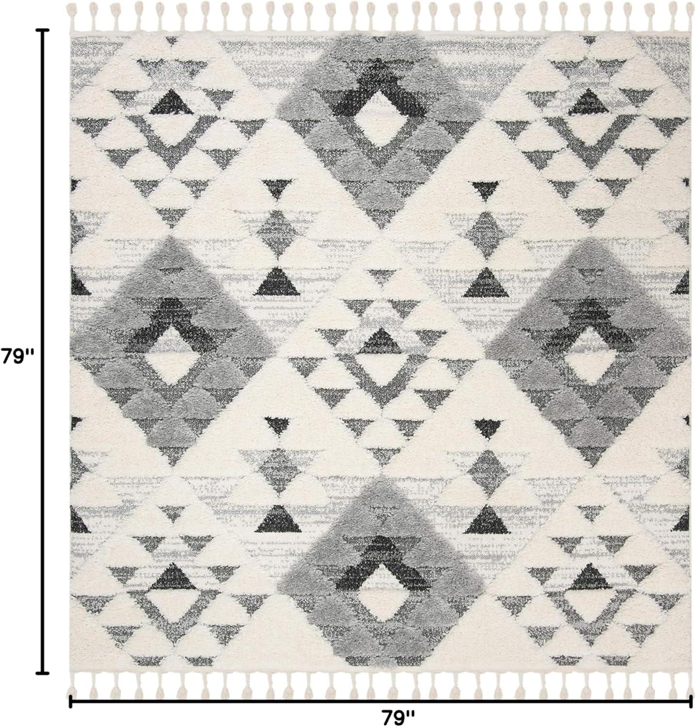 image:imageSAFAVIEH Area Rug 8x10 Moroccan Tassel Shag Collection Large Ivory amp Brown NonShedding amp Easy to Clean Plush HighLow Texture Ideal for Living Room Bedroom Dining Space MTS688AIvoryGrey