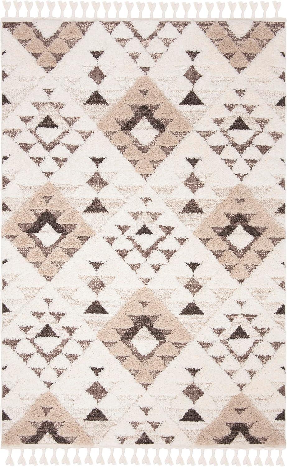 image:imageSAFAVIEH Area Rug 8x10 Moroccan Tassel Shag Collection Large Ivory amp Brown NonShedding amp Easy to Clean Plush HighLow Texture Ideal for Living Room Bedroom Dining Space MTS688AIvoryBrown