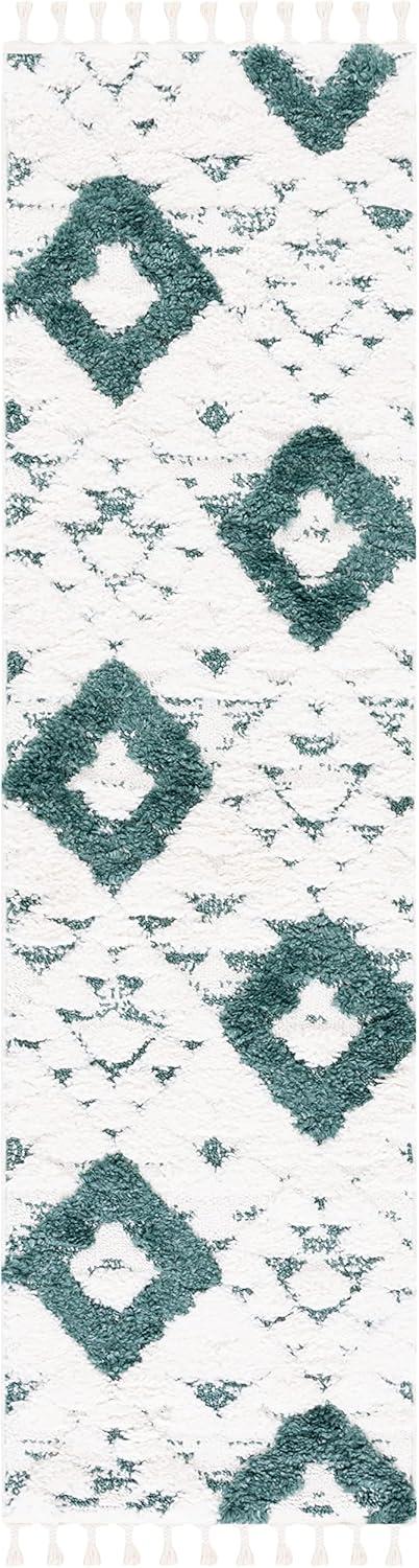 image:imageSAFAVIEH Area Rug 8x10 Moroccan Tassel Shag Collection Large Ivory amp Brown NonShedding amp Easy to Clean Plush HighLow Texture Ideal for Living Room Bedroom Dining Space MTS688AGreenIvory