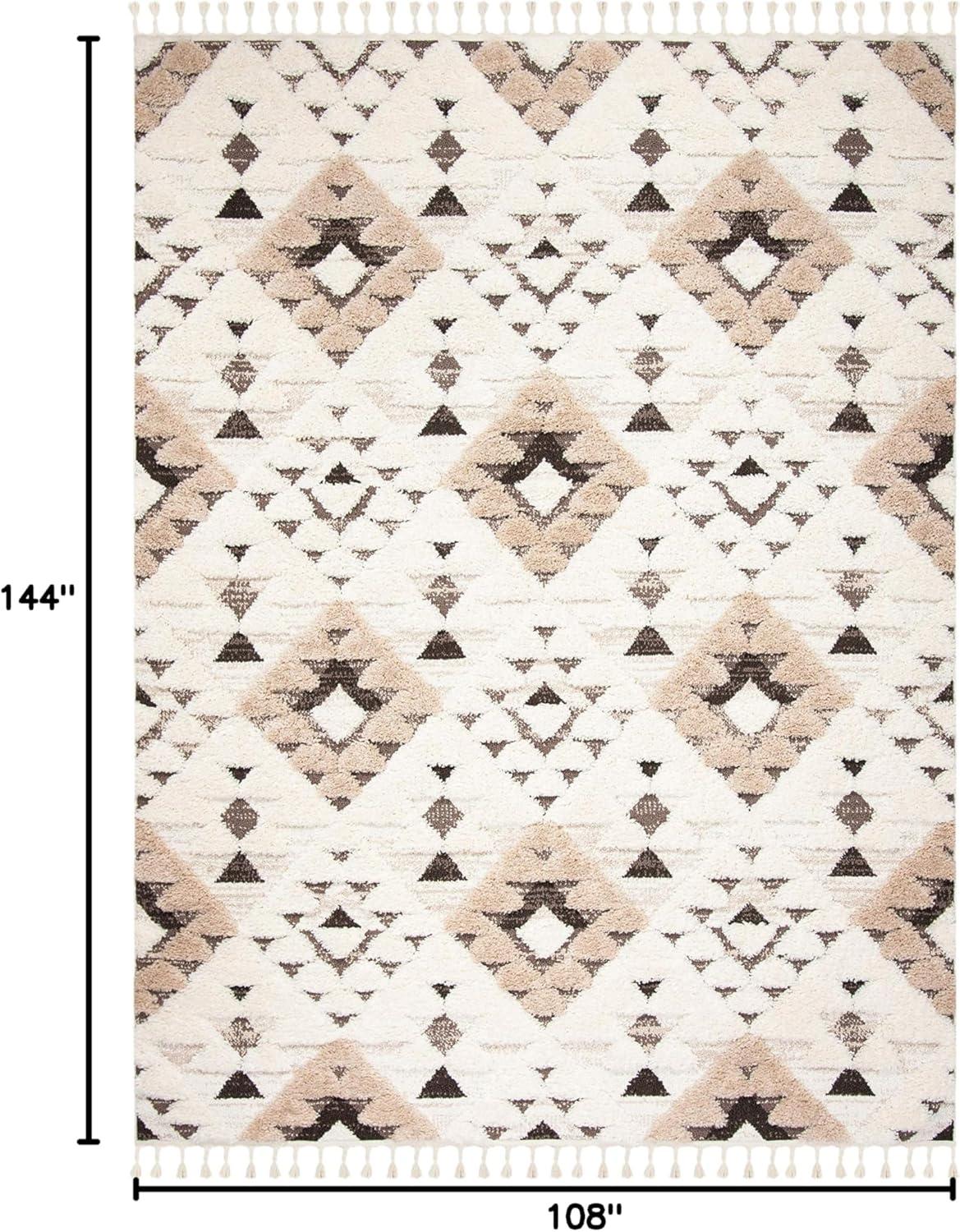 image:imageSAFAVIEH Area Rug 8x10 Moroccan Tassel Shag Collection Large Ivory amp Brown NonShedding amp Easy to Clean Plush HighLow Texture Ideal for Living Room Bedroom Dining Space MTS688AIvoryBrown