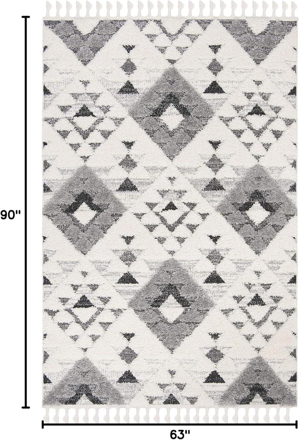 image:imageSAFAVIEH Area Rug 8x10 Moroccan Tassel Shag Collection Large Ivory amp Brown NonShedding amp Easy to Clean Plush HighLow Texture Ideal for Living Room Bedroom Dining Space MTS688AIvoryGrey
